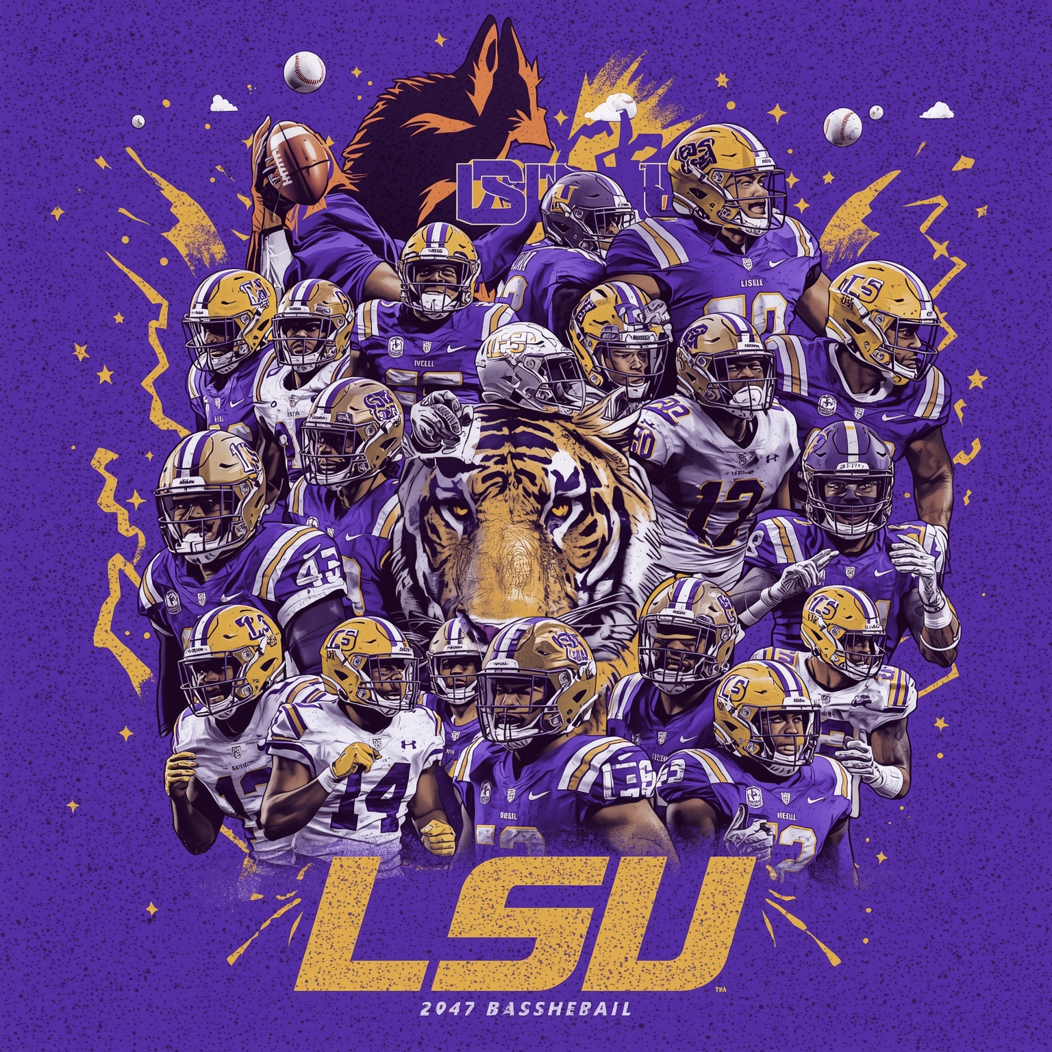 LSU Tigers: Empty Roster, Recruiting Frenzy & SEC Baseball - painting of LSU Tigers football, baseball, basketball venue