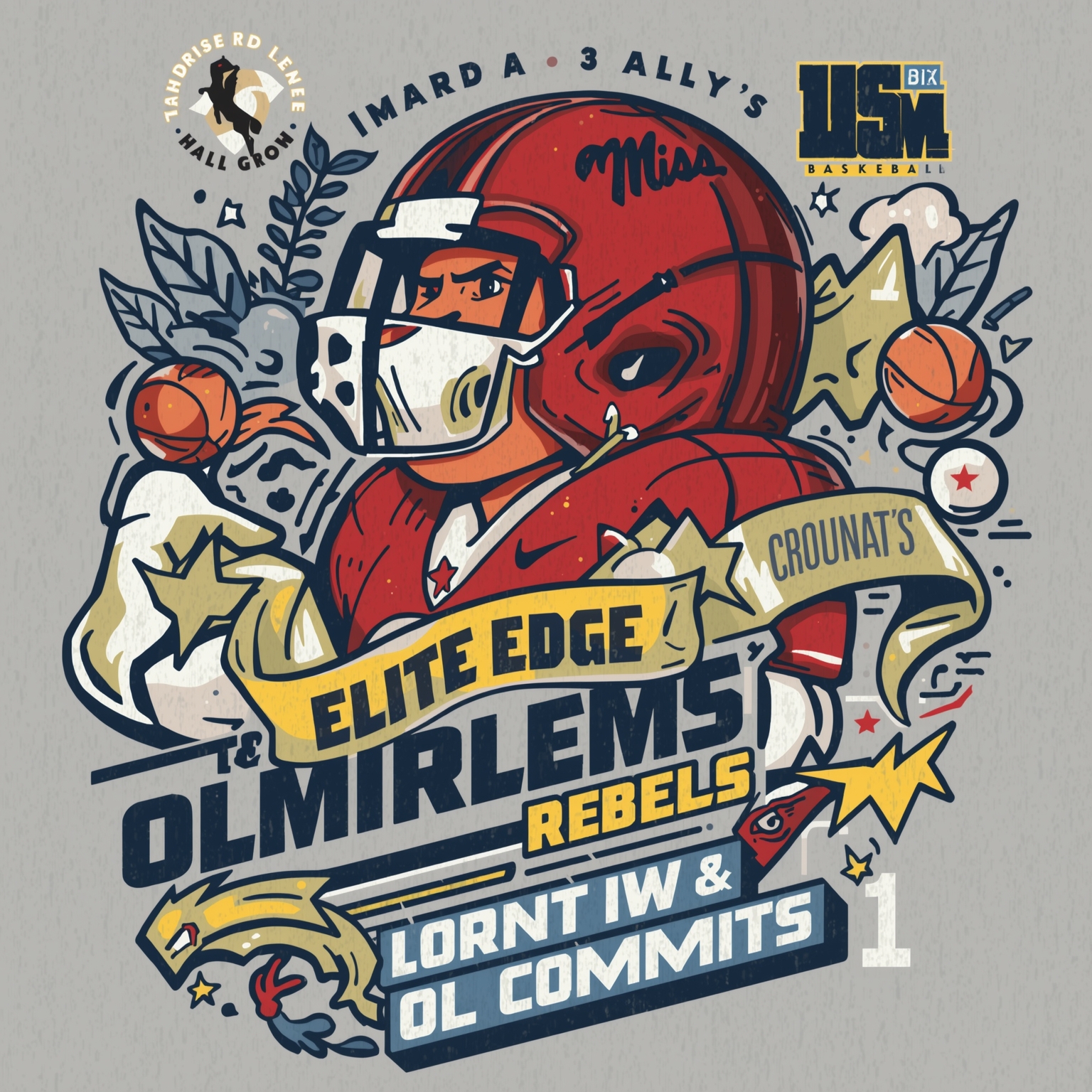 Ole Miss Lands Elite Edge & OL Commits - painting of Ole Miss Rebels football, basketball venue