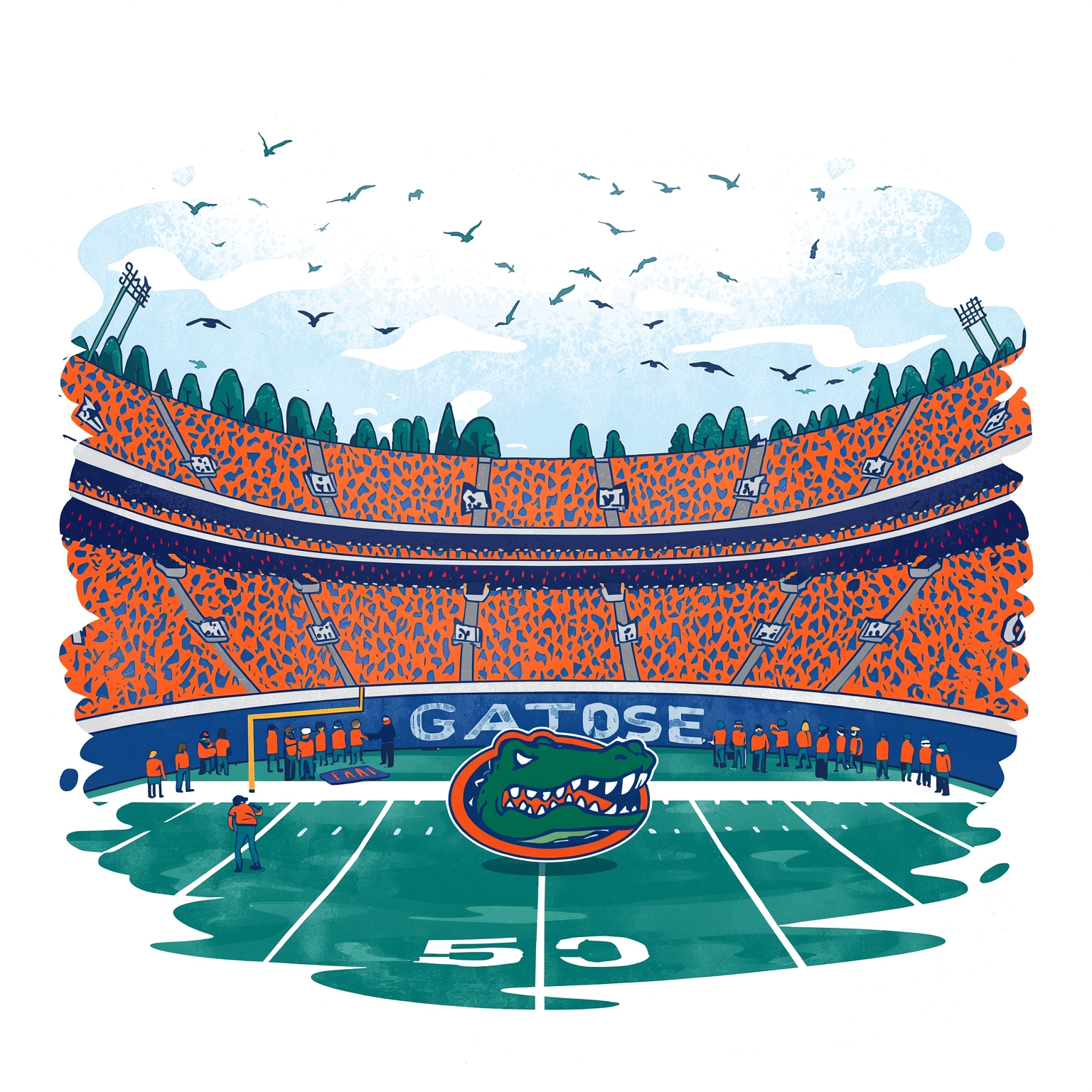 Gators Spring Shakeups and Strategic Innovations - painting of Florida Gators football venue