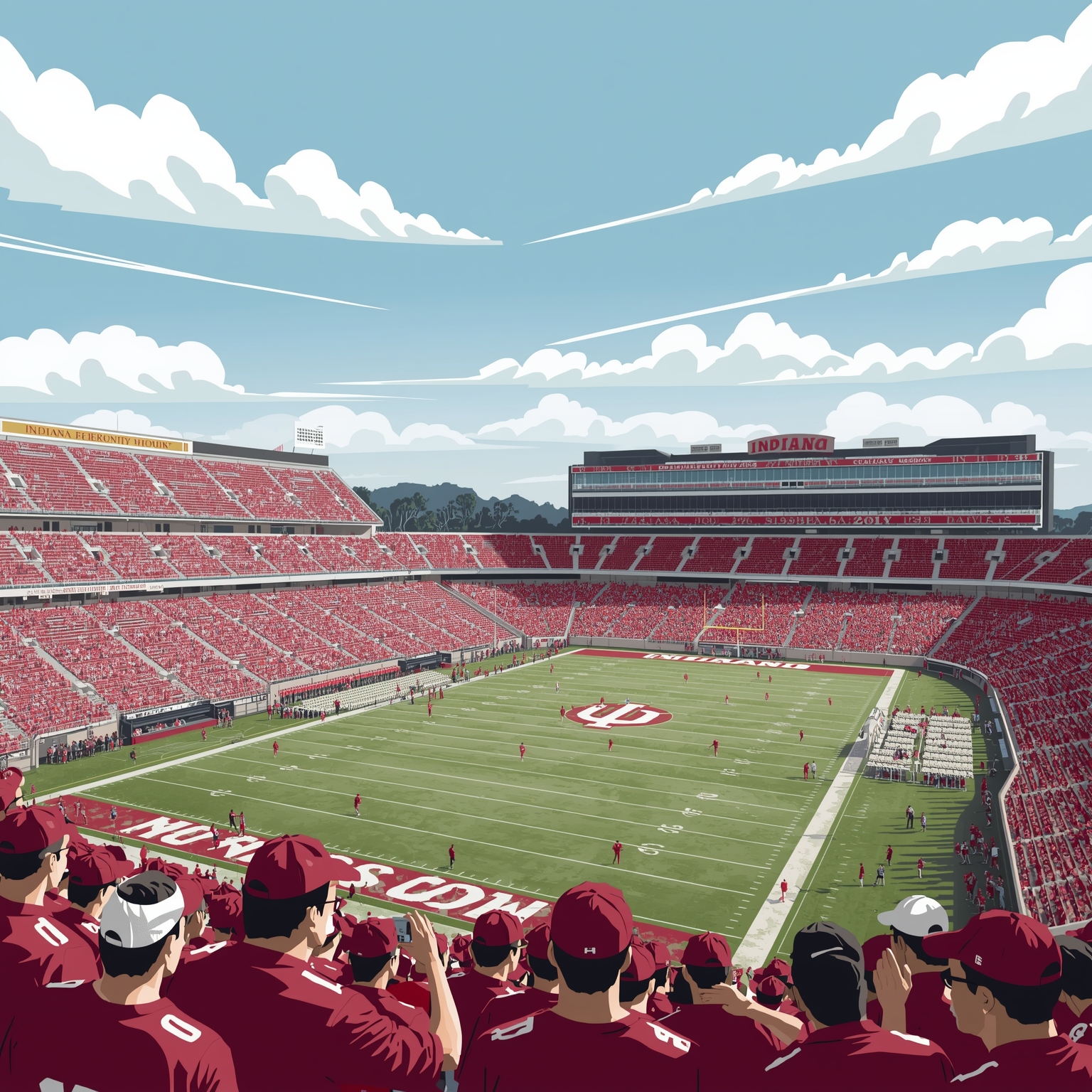 Hoosiers Thrive: Football Culture & Transfer Frenzy - painting of Indiana Hoosiers football,basketball venue