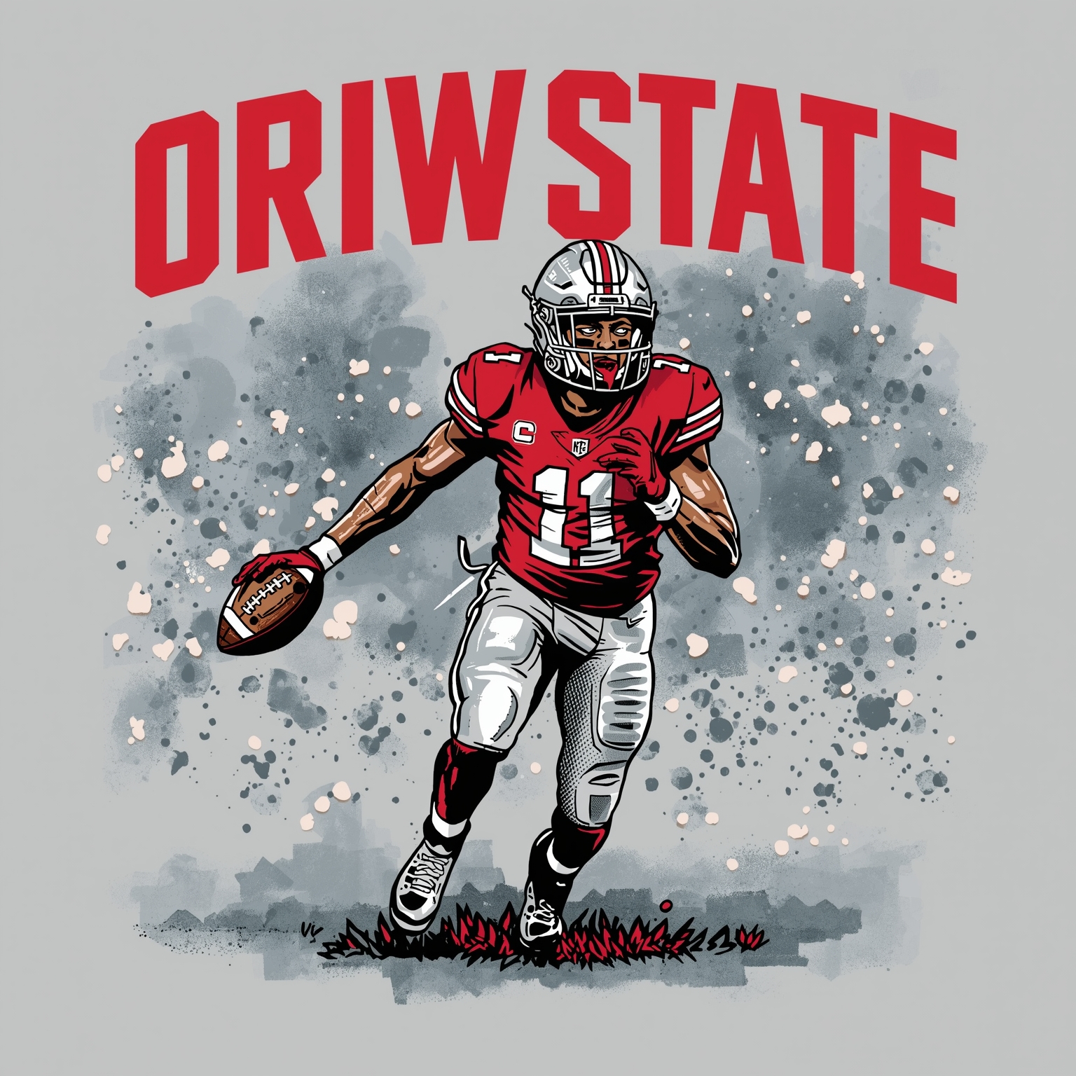 Buckeyes' Spring Showdown & NFL Legacy Commit - painting of Ohio State Buckeyes football venue