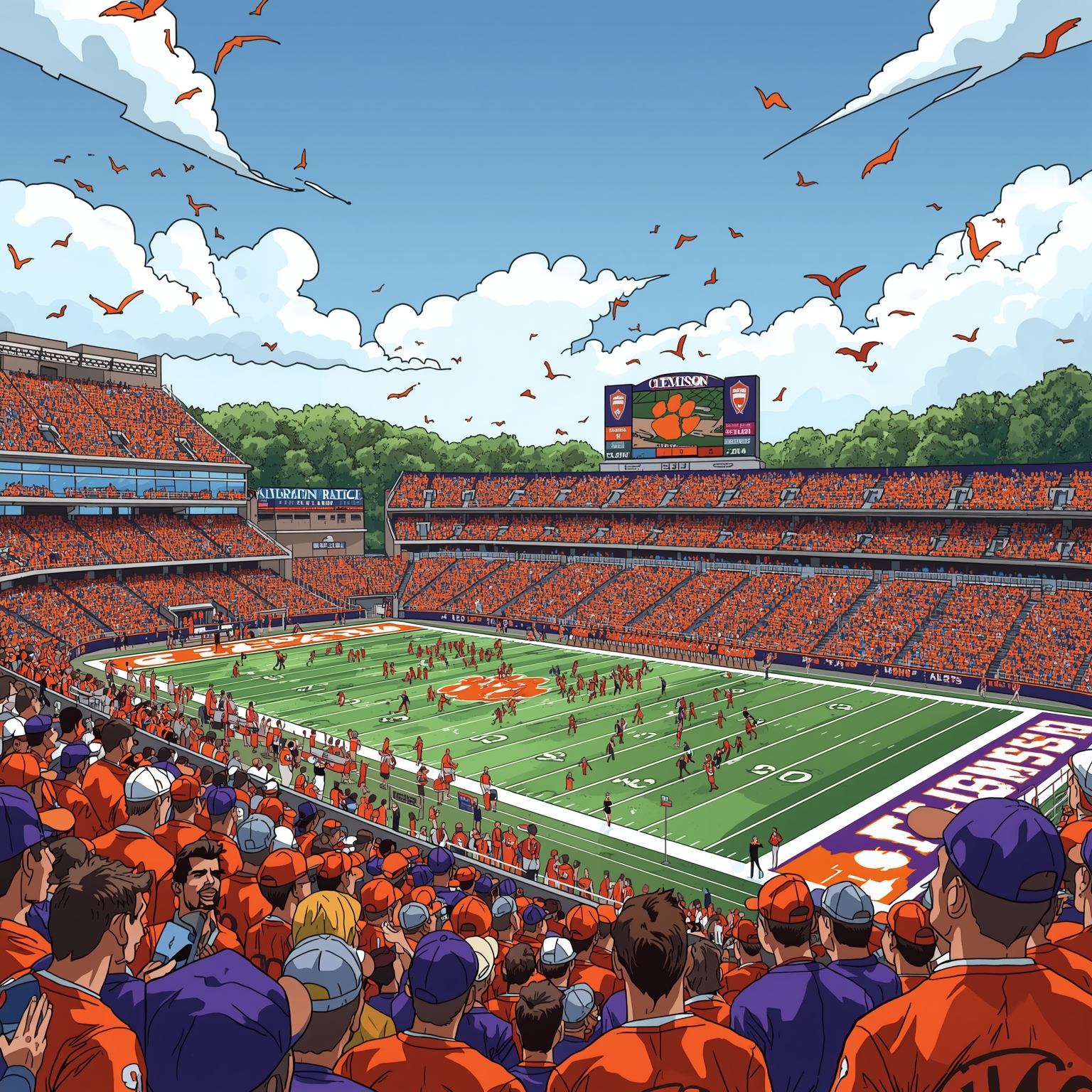 Clemson's Recruiting Rollercoaster: Wins and Misses - painting of Clemson Tigers football venue