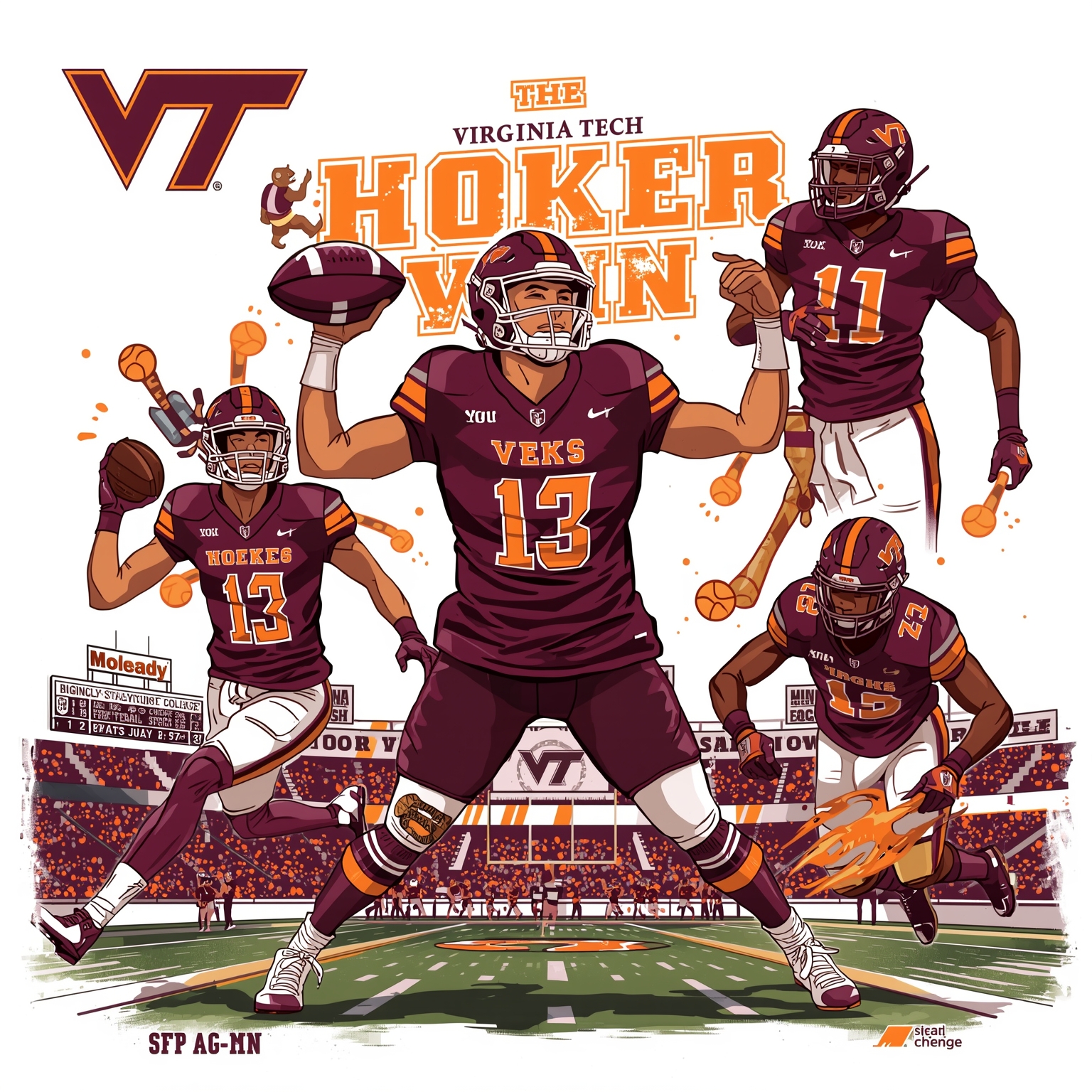 Hokies’ Shake-Up: Transfer, Softball Win & Spring Showdown - painting of Virginia Tech Hokies basketball, softball, football venue