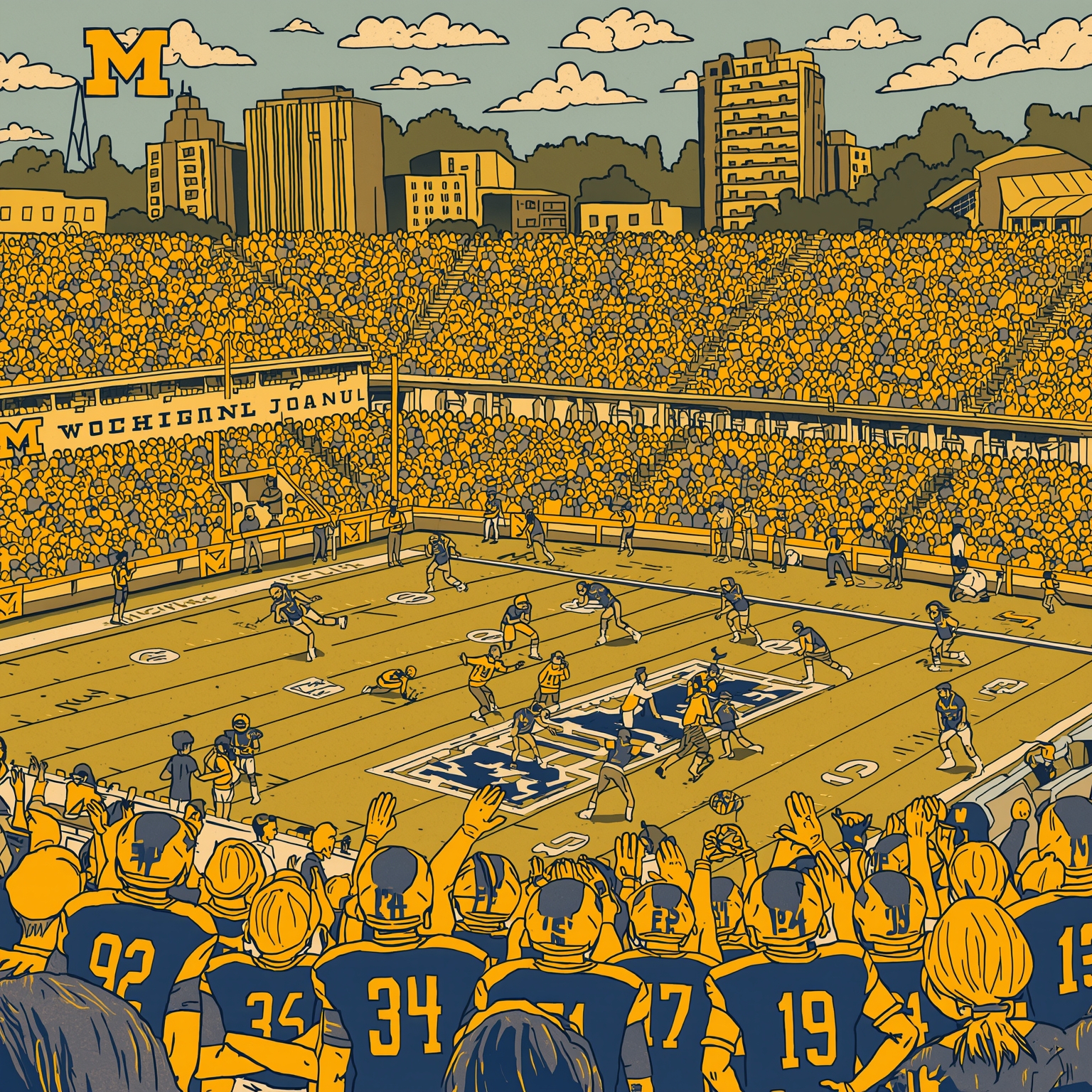 Michigan Football: Recruiting, Rosters & NFL Legends - painting of Michigan Wolverines football venue