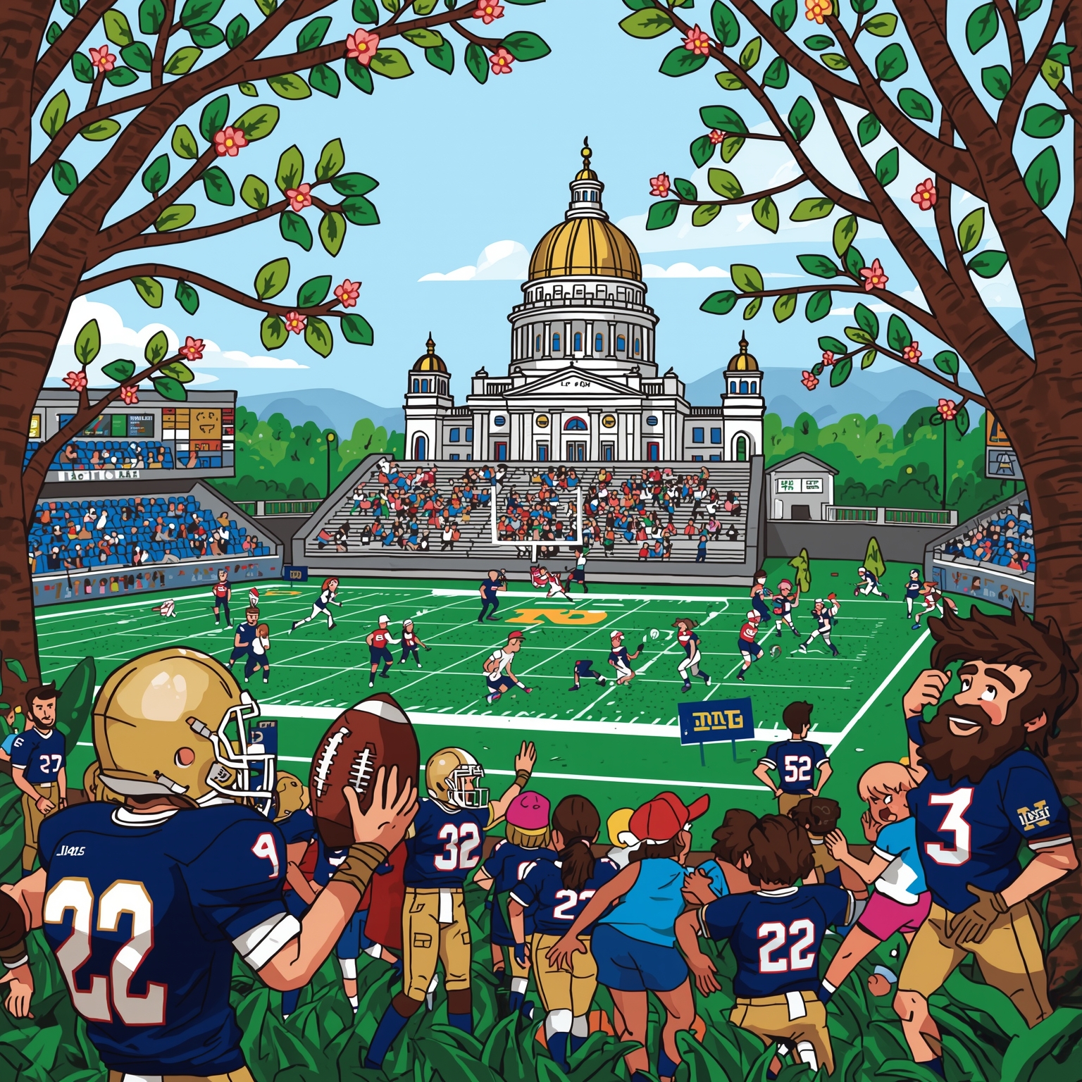 Mature Irish Spring: Notre Dame’s Prime Time Prep - painting of Notre Dame Fighting Irish football venue
