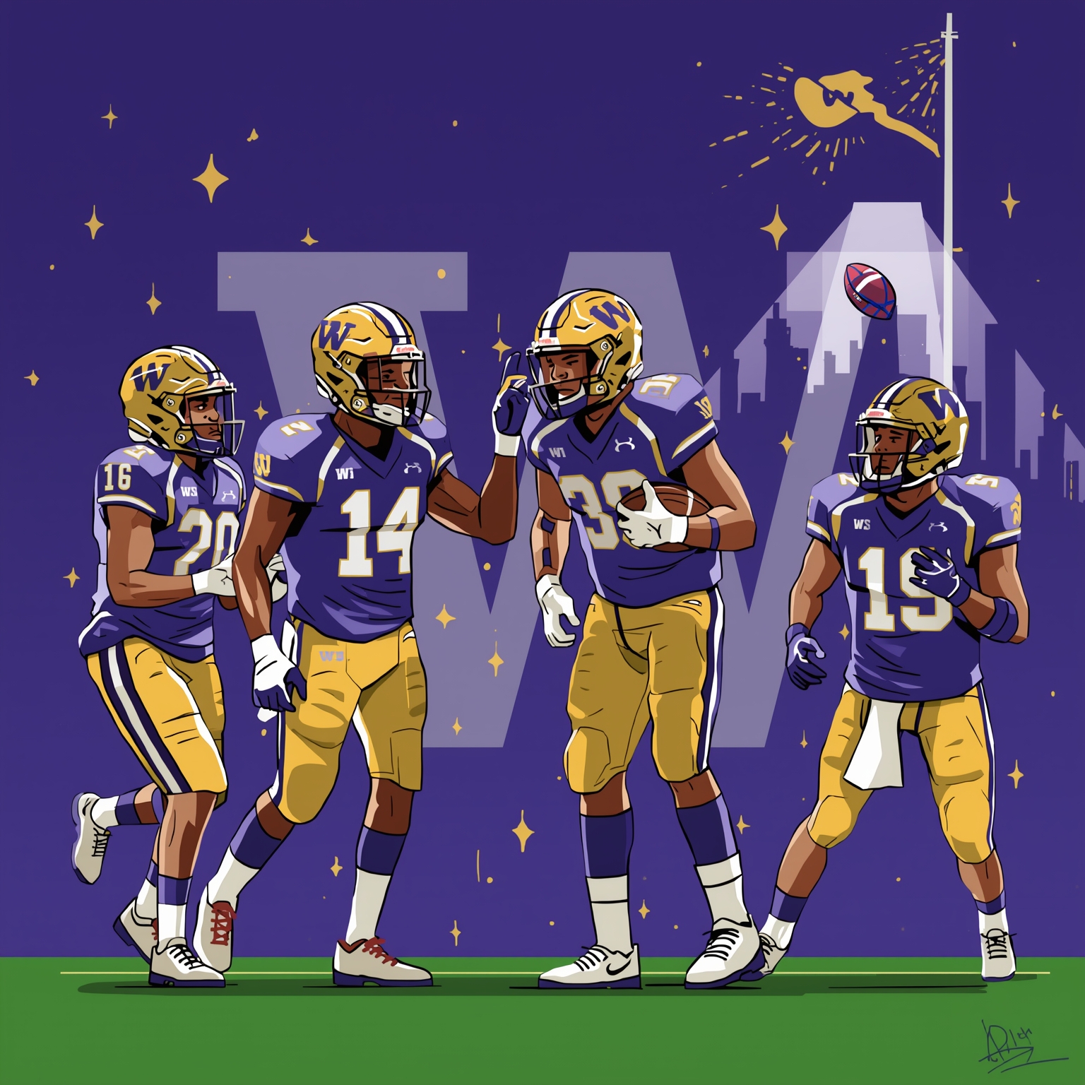 Husky Spring: Stars, Collisions & Setbacks - painting of Washington Huskies football venue