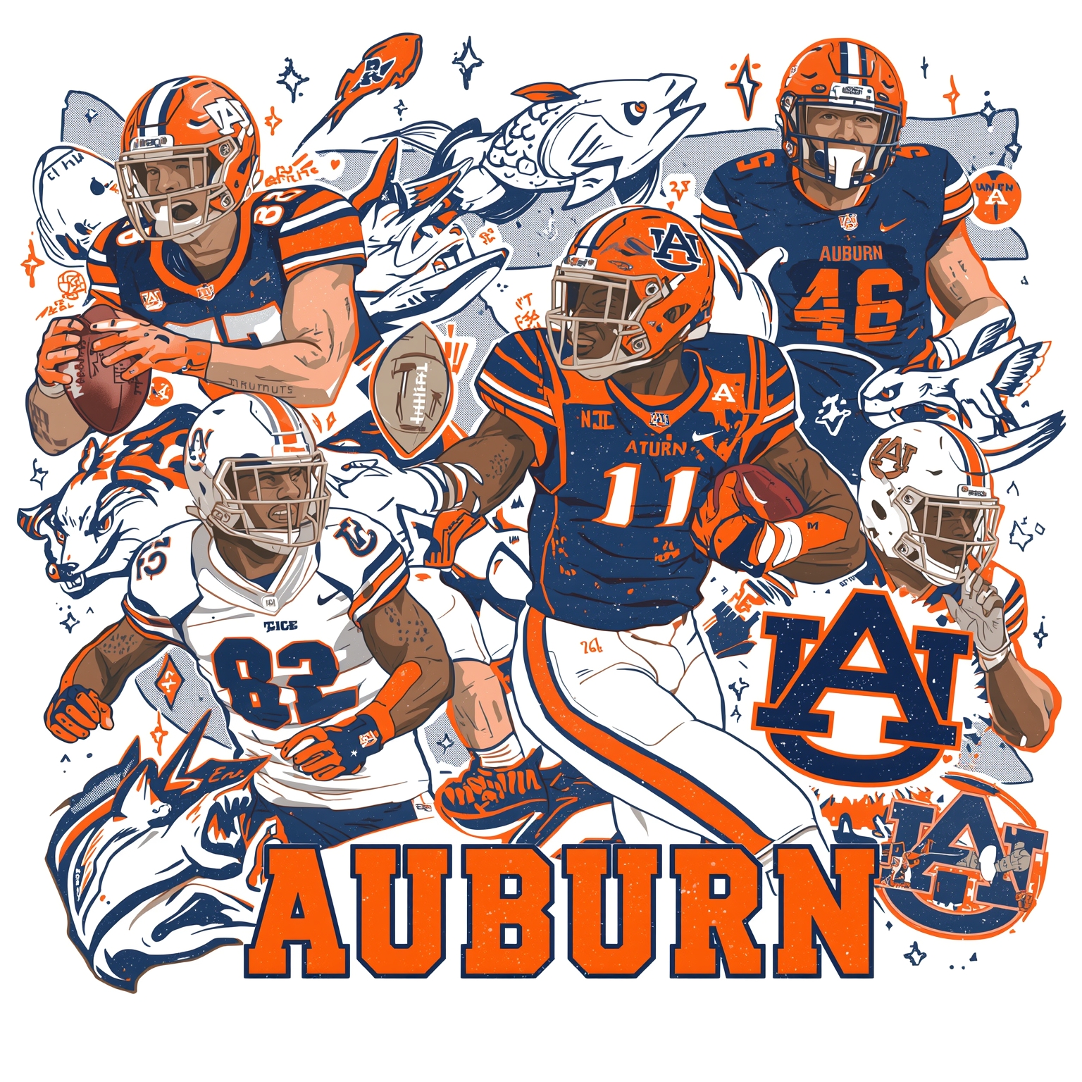 Auburn Football: Recruiting Triumphs and Spring Game Myths - painting of Auburn Tigers football venue