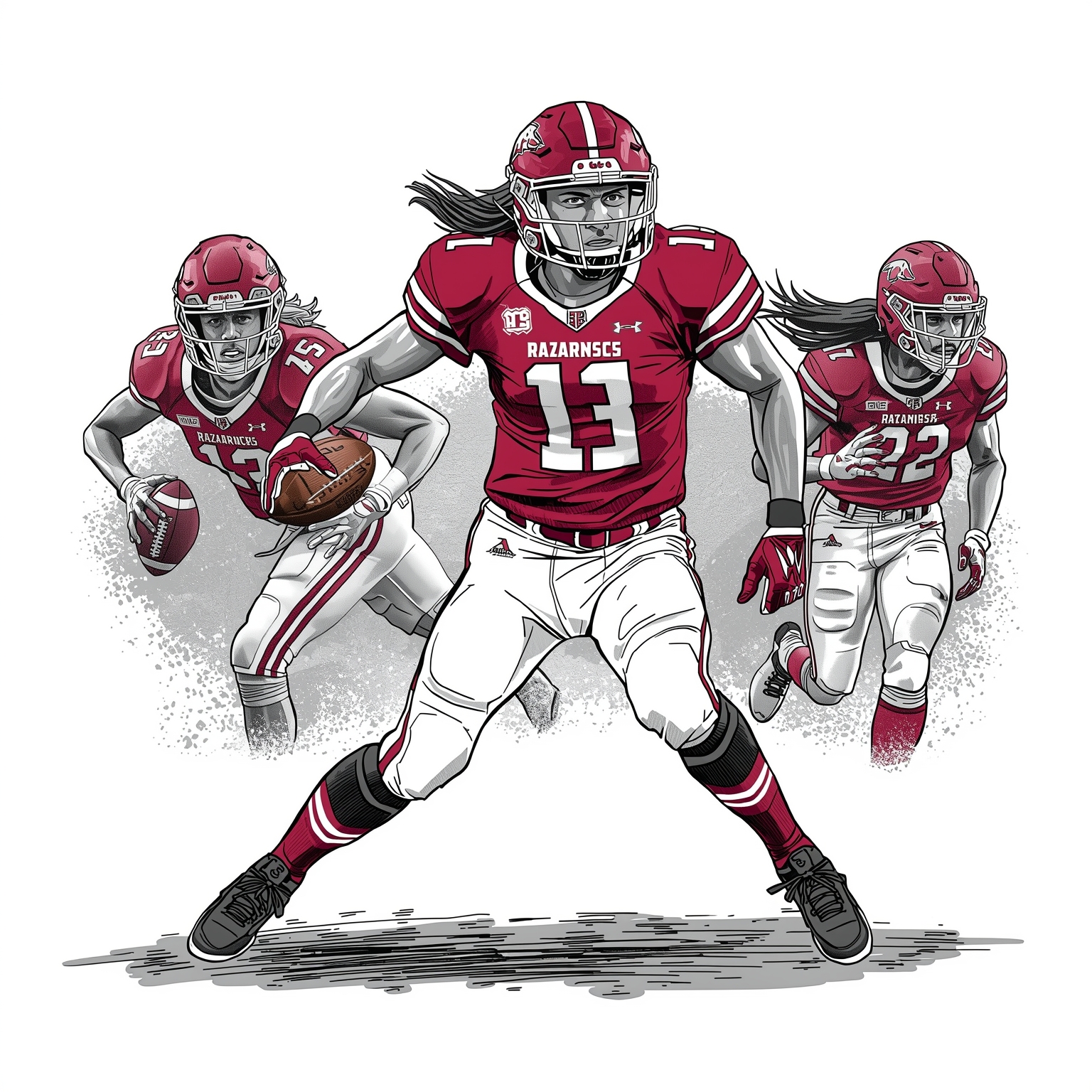 Razorbacks Dazzle With Softball Upset & Recruit Blitz - painting of Arkansas Razorbacks football,softball venue