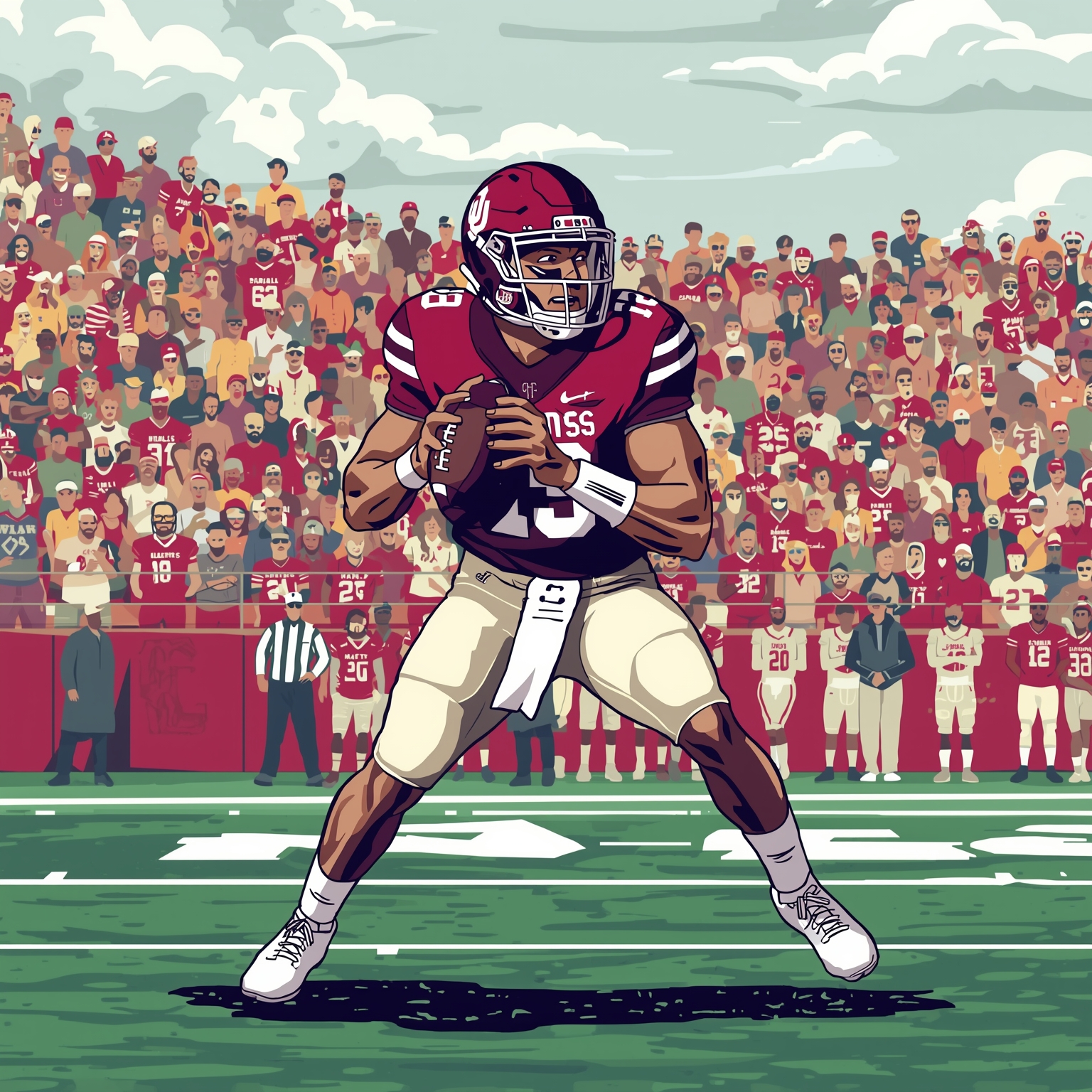 Oklahoma Spring Game: Fresh QB, Rising DEs & Veteran LB - painting of Oklahoma Sooners football venue