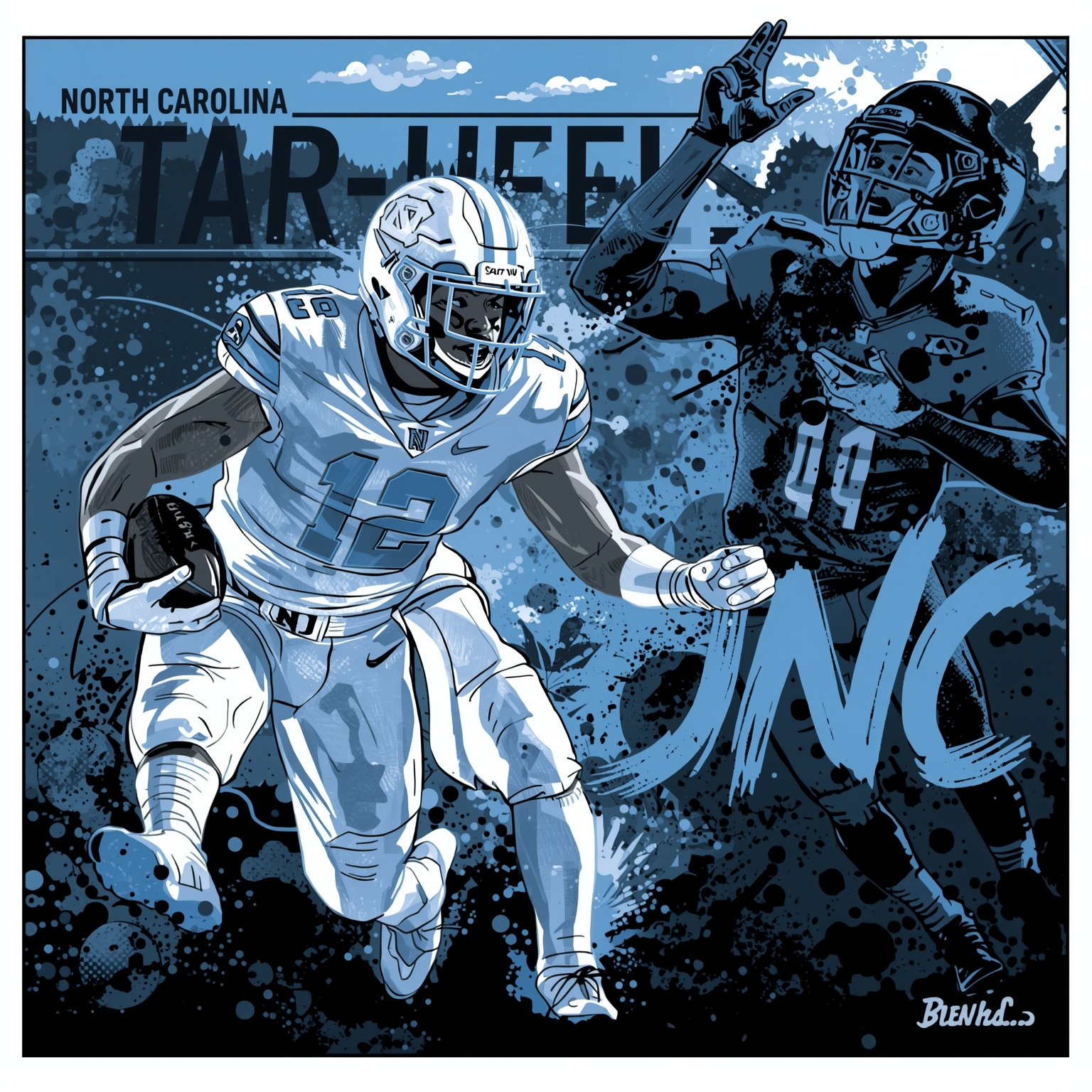 Tar Heels’ Offseason Chaos: Departures, Drafts & Staff - painting of North Carolina Tar Heels basketball,football venue