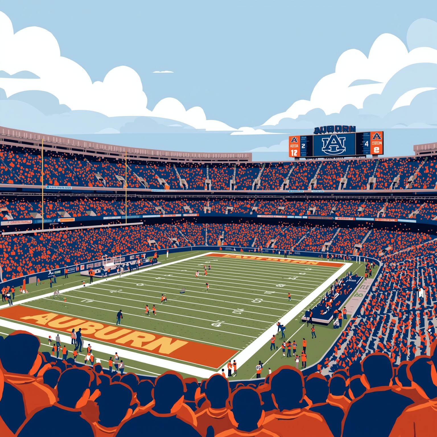 Auburn Tigers: Transfers, Freshmen, A-Day & Rankings - painting of Auburn Tigers basketball, football, baseball venue