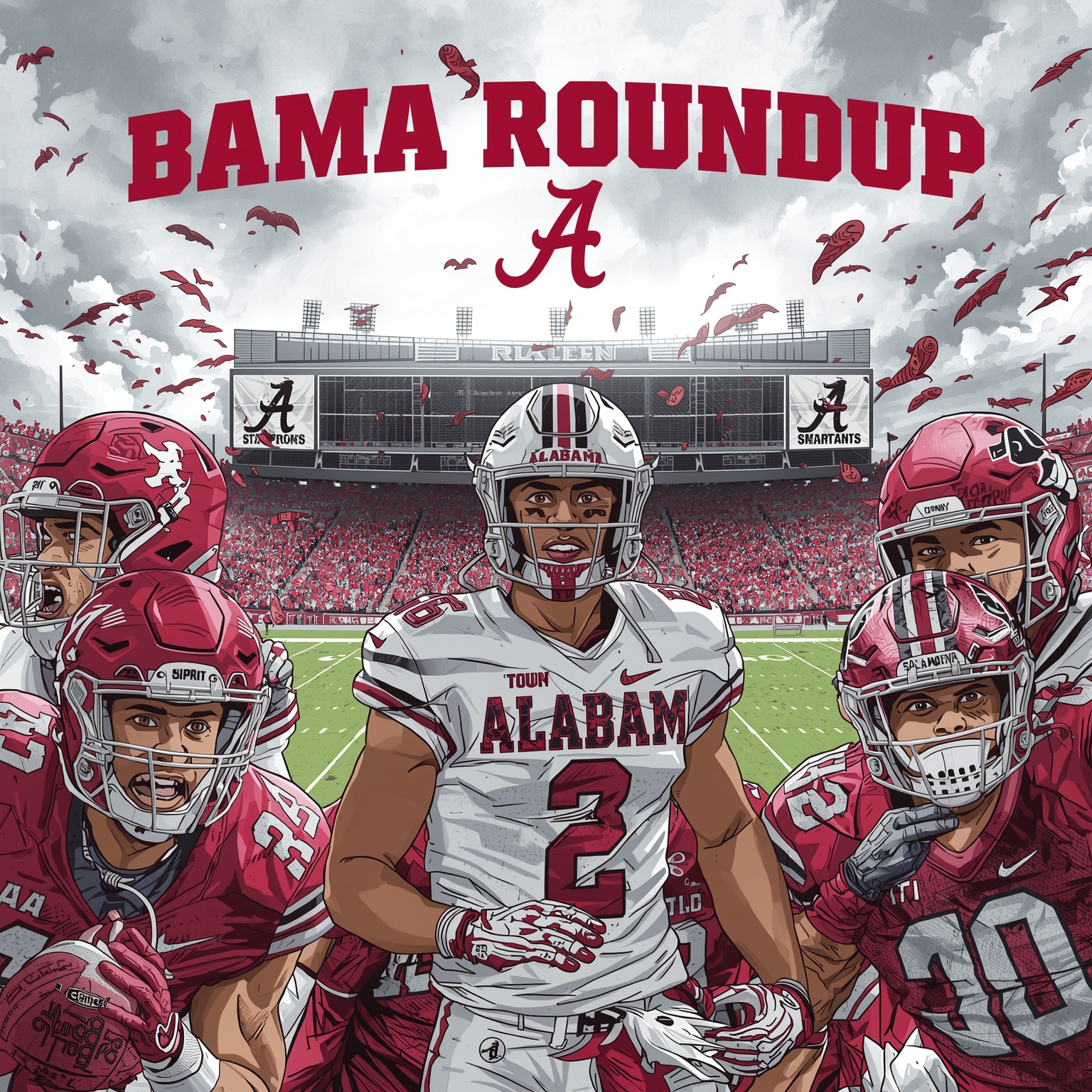 Bama Roundup: Concert Drama, Transfers, Sweeps & Slams - painting of Alabama Crimson Tide football,basketball,softball venue