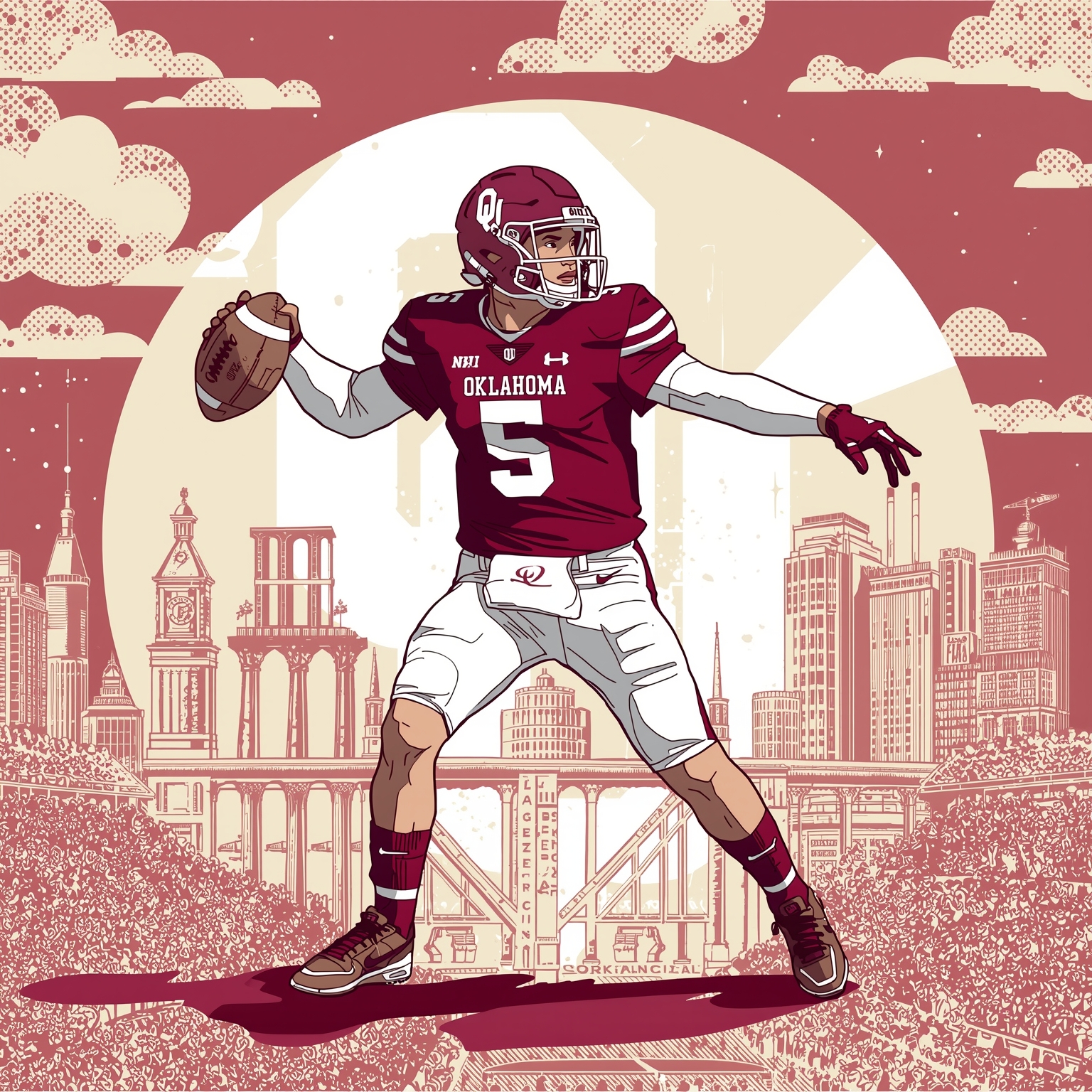 Oklahoma's Rising Standouts: Defense, Recruits, Softball - painting of Oklahoma Sooners football,softball venue