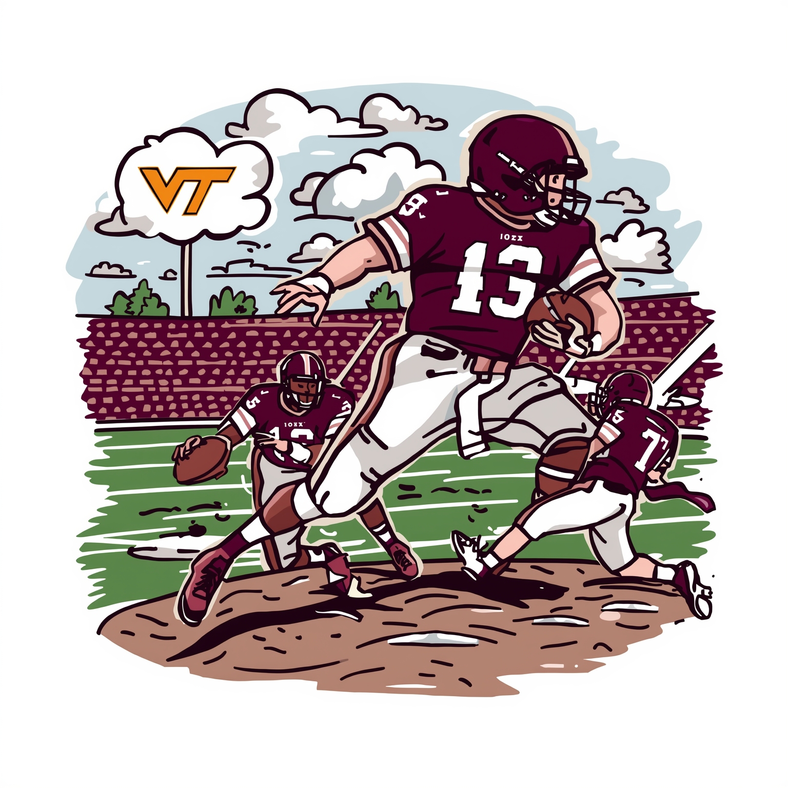Hokies Sports Roundup: Football Shakeups, Awards & Baseball - painting of Virginia Tech Hokies football, baseball venue
