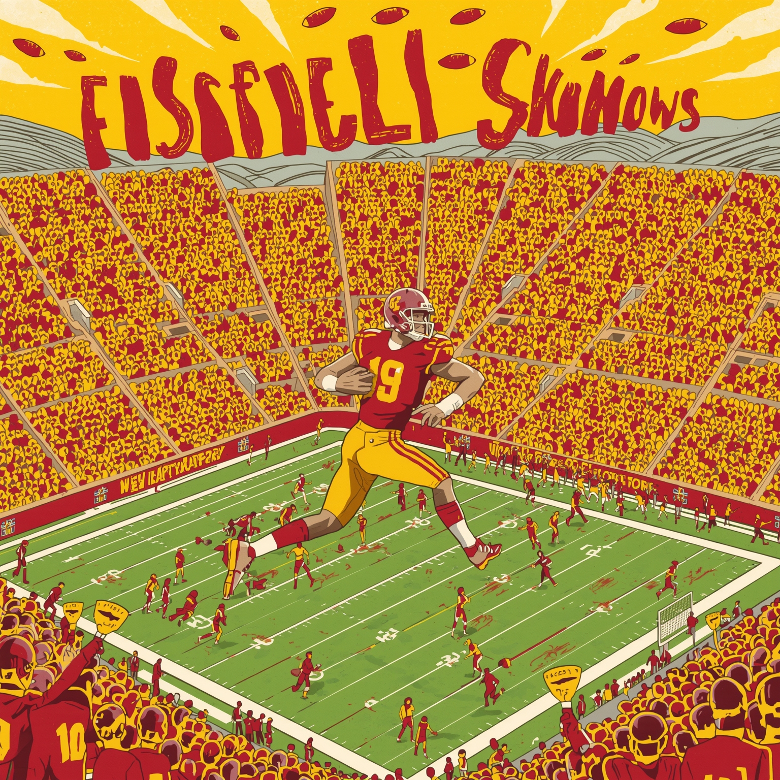 USC Football's Rising Stars and Bold Leadership Moves - painting of USC Trojans football venue