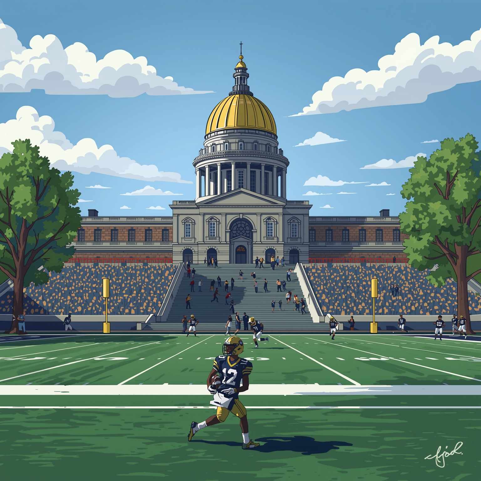 Notre Dame Football Spring: Scrimmage to Recruits - painting of Notre Dame Fighting Irish football venue