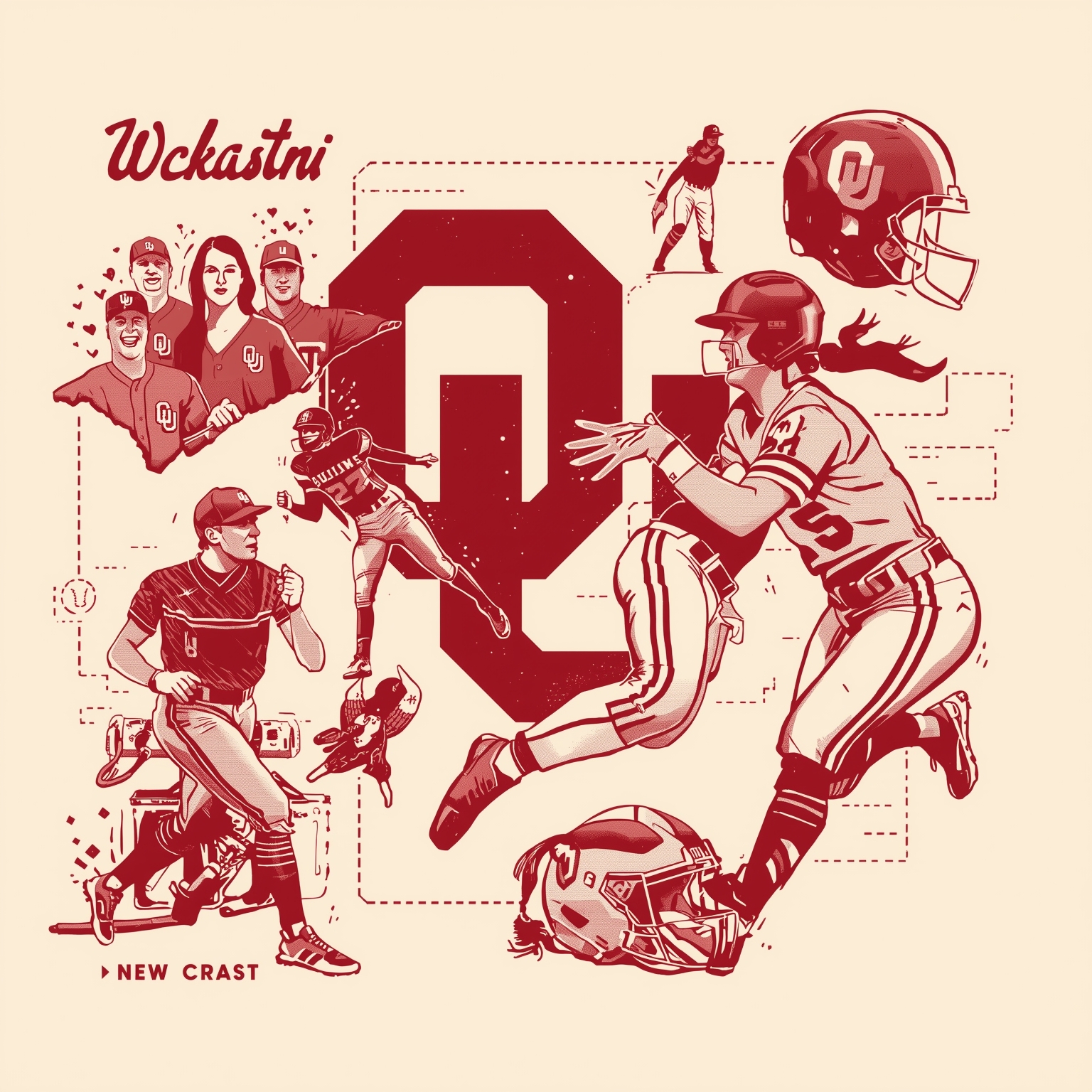 Oklahoma Sooners’ Ascending Athletes and New Roles - painting of Oklahoma Sooners softball, football venue