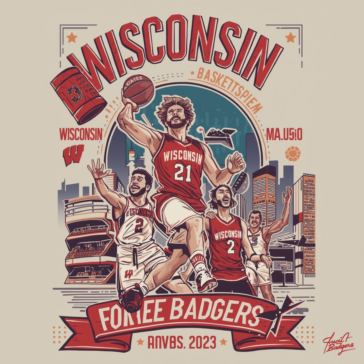 Badgers’ Transfers, Coaching Sparks, and Aussie Ace - painting of Wisconsin Badgers basketball, football venue