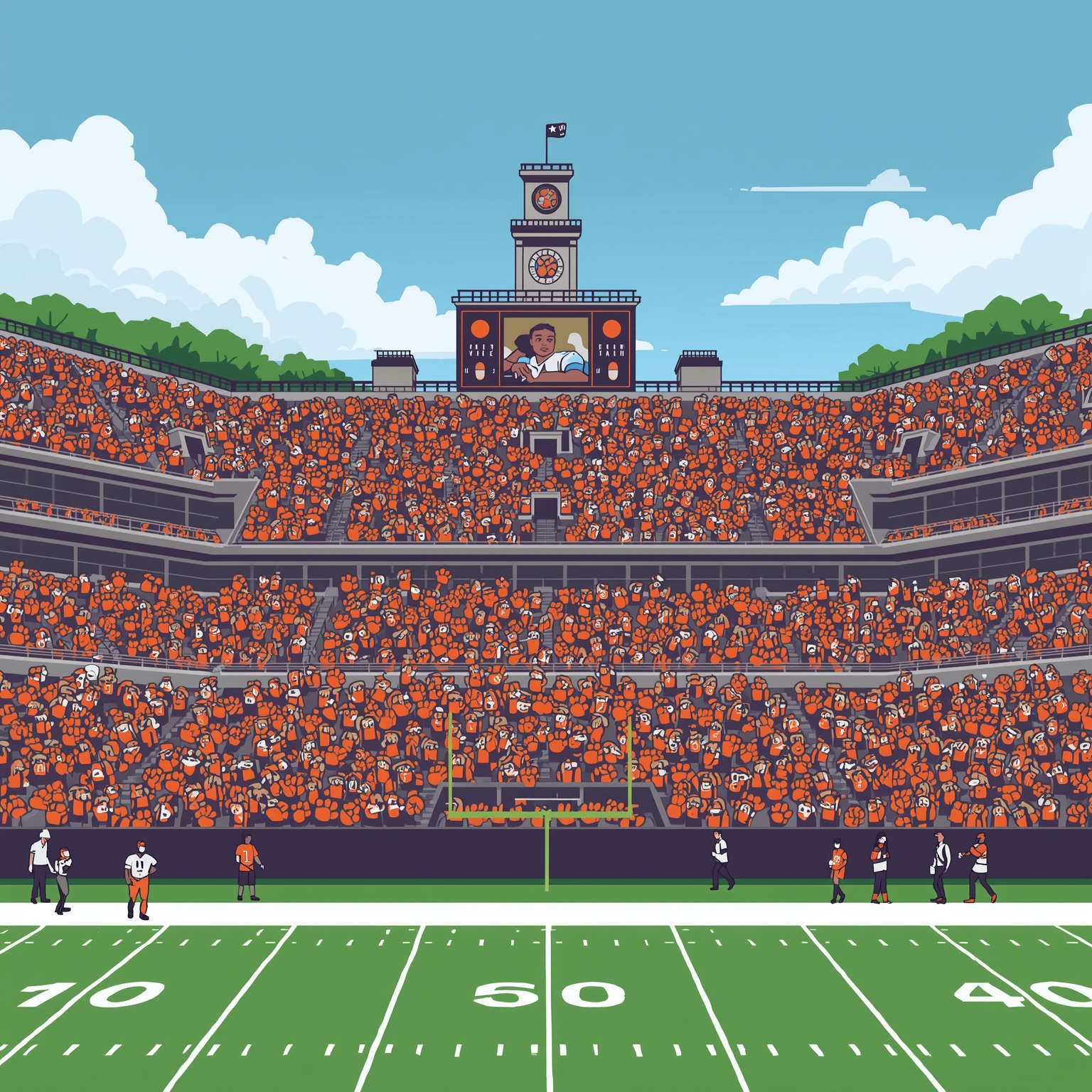 Clemson's NFL Hopes, Recruiting Blitz & Roster Revamp - painting of Clemson Tigers football,basketball venue