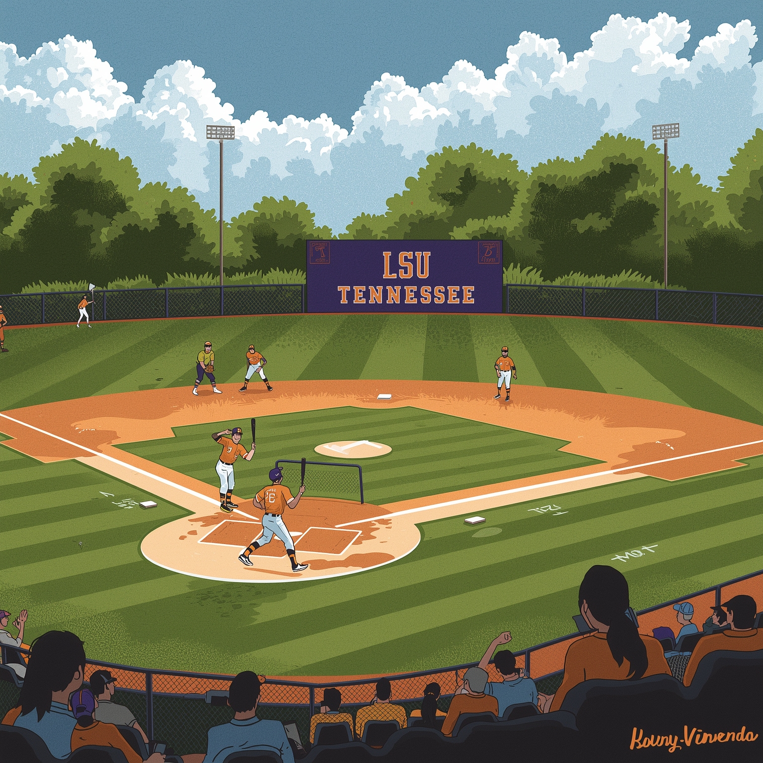 LSU Edges Tennessee in Series Opener - painting of Tennessee Volunteers baseball venue