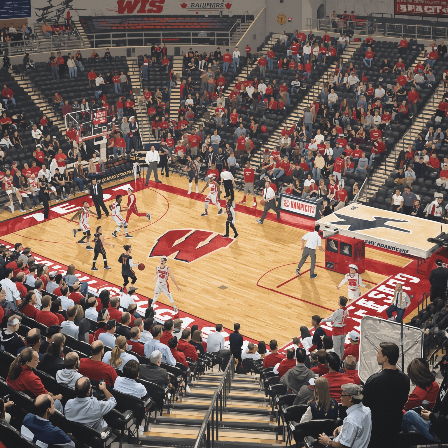 Badgers Unleashed: New Faces and Tough Tests Ahead - painting of Wisconsin Badgers basketball,football venue