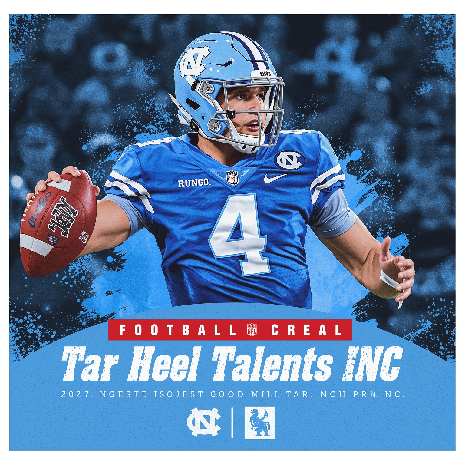 Tar Heel Talents Eye NFL and NBA Draft Spotlight - painting of North Carolina Tar Heels football, basketball venue