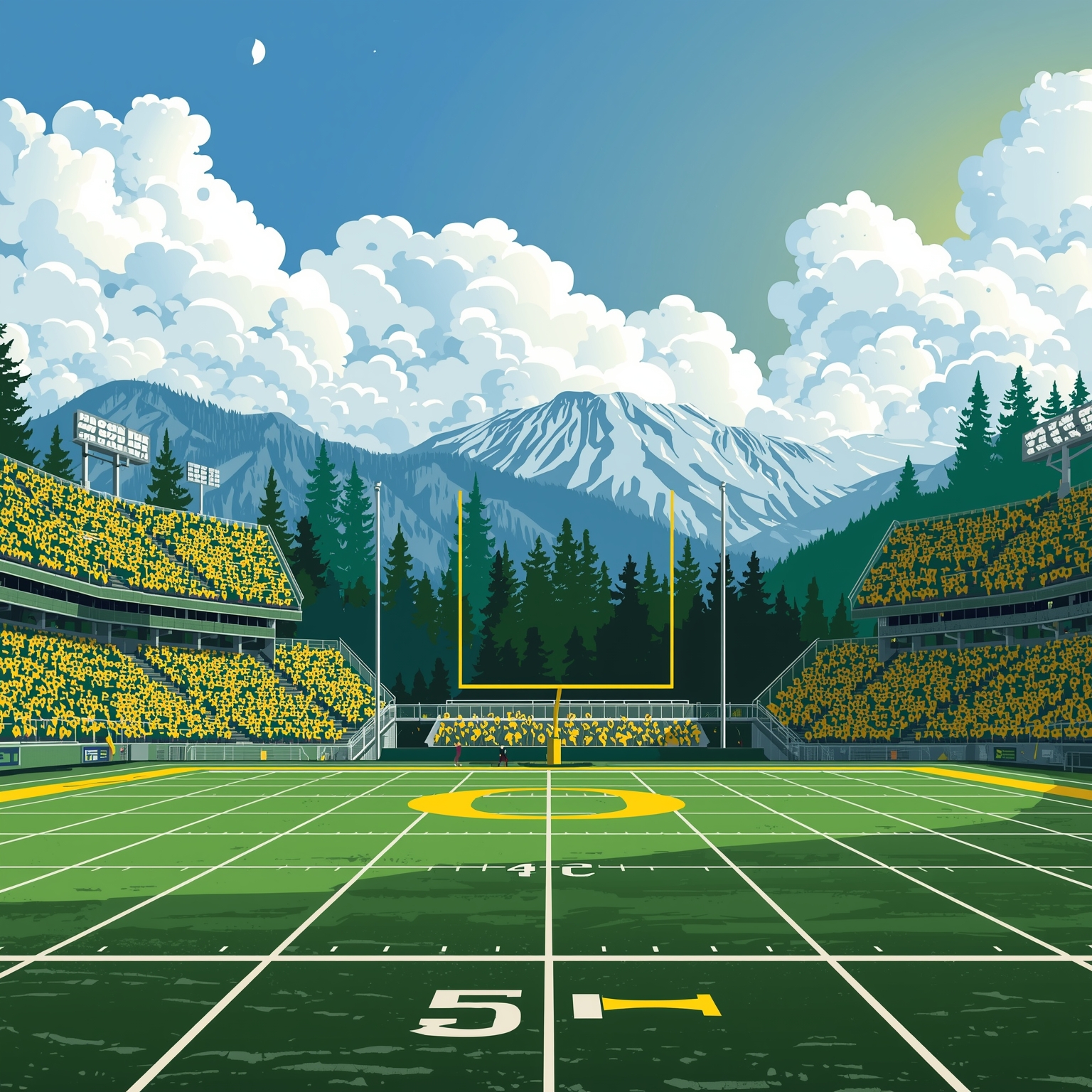 Ducks' Guest Coach Swap and Top Recruits on Radar - painting of Oregon Ducks football venue