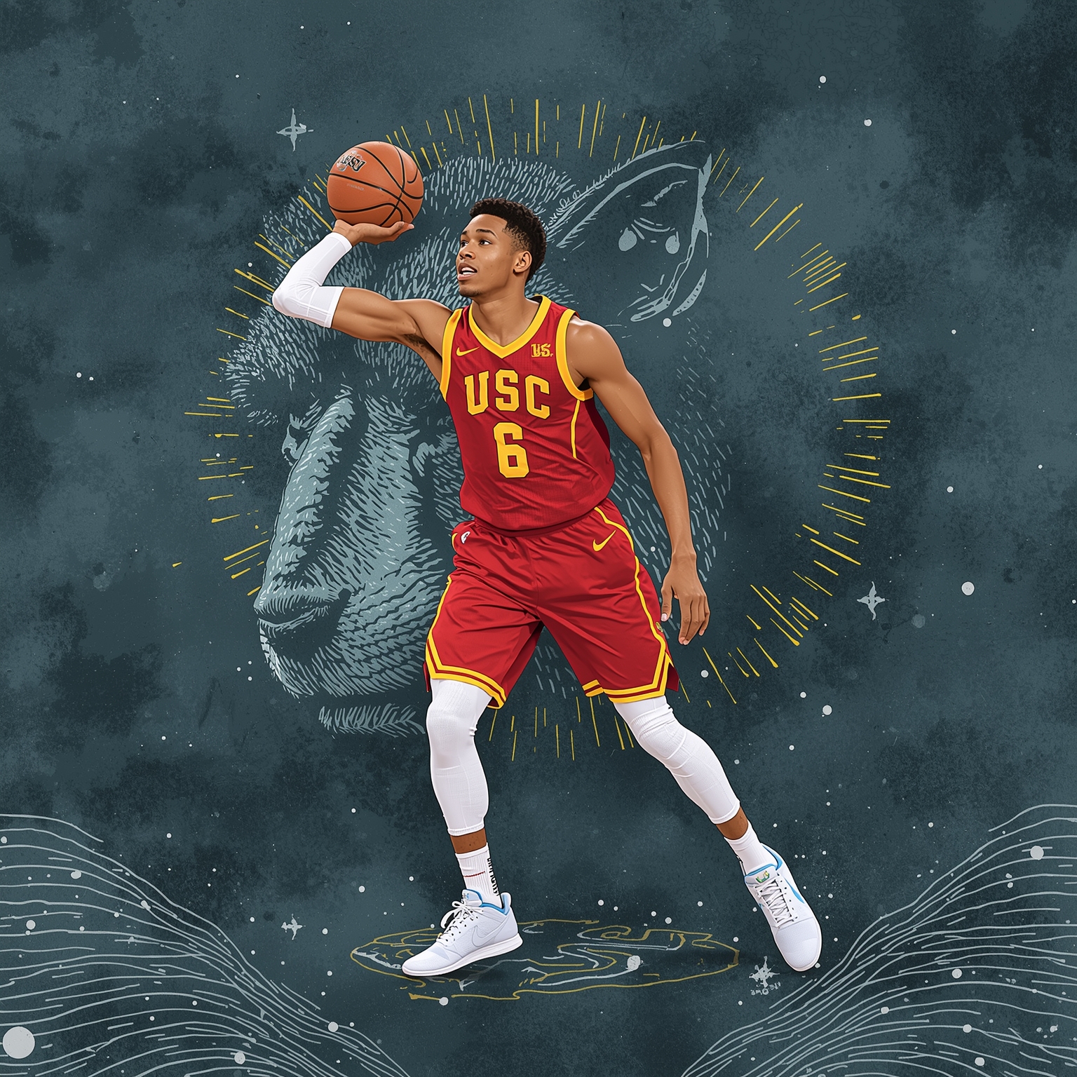 USC's Free Agency Coup: Luring Baylor's Freshman Phenomenon - painting of USC Trojans basketball venue