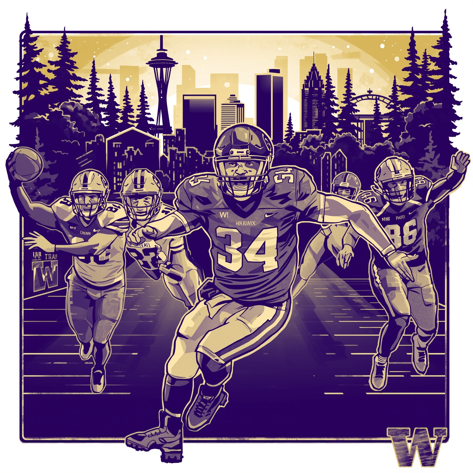 Huskies’ Draft Day Surge and Basketball Bounce-Back - painting of Washington Huskies football,basketball venue
