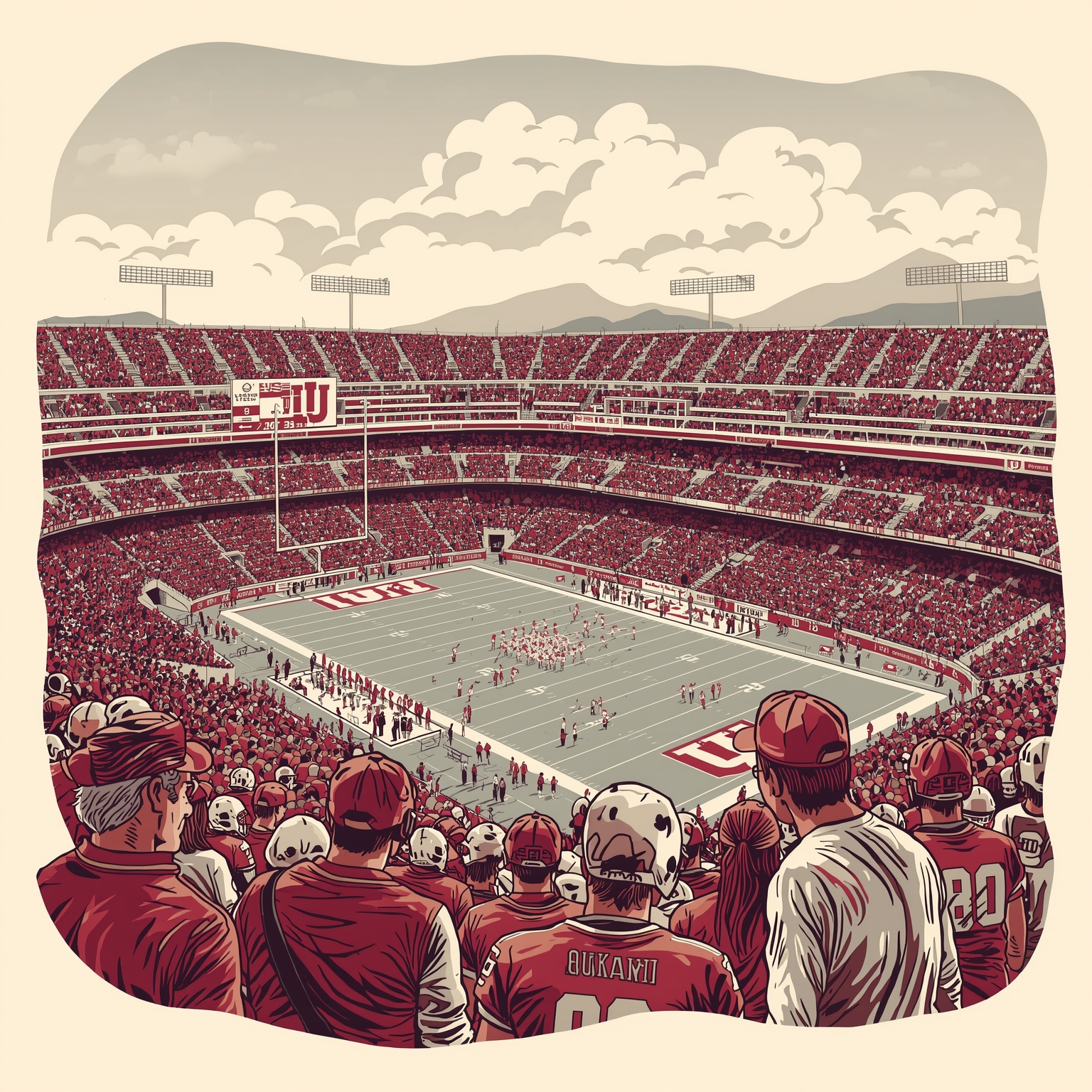 From Spring Showcases to Draft Glory: IU Football’s Journey - painting of Indiana Hoosiers football venue
