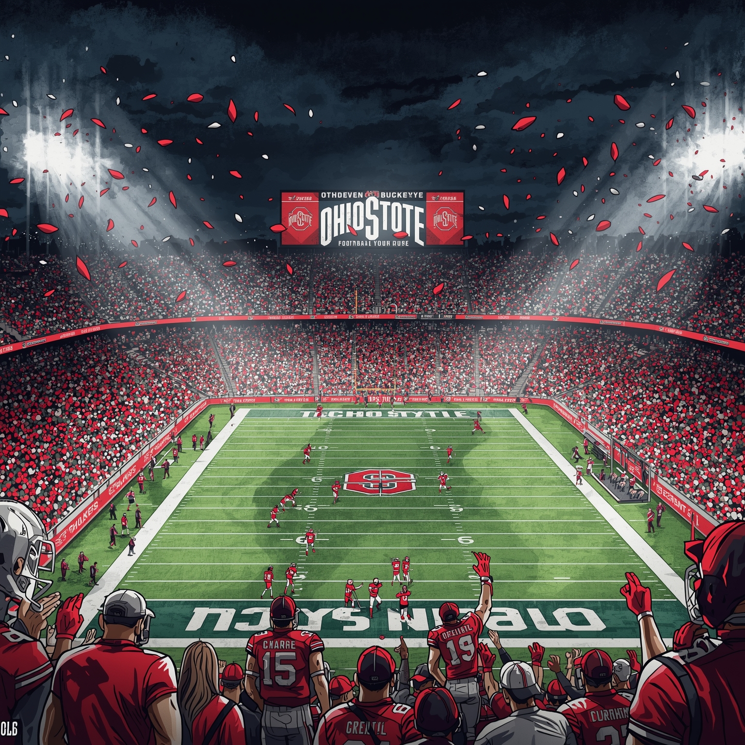 Buckeyes Dominate 2026 NFL Draft Night - painting of Ohio State Buckeyes football venue
