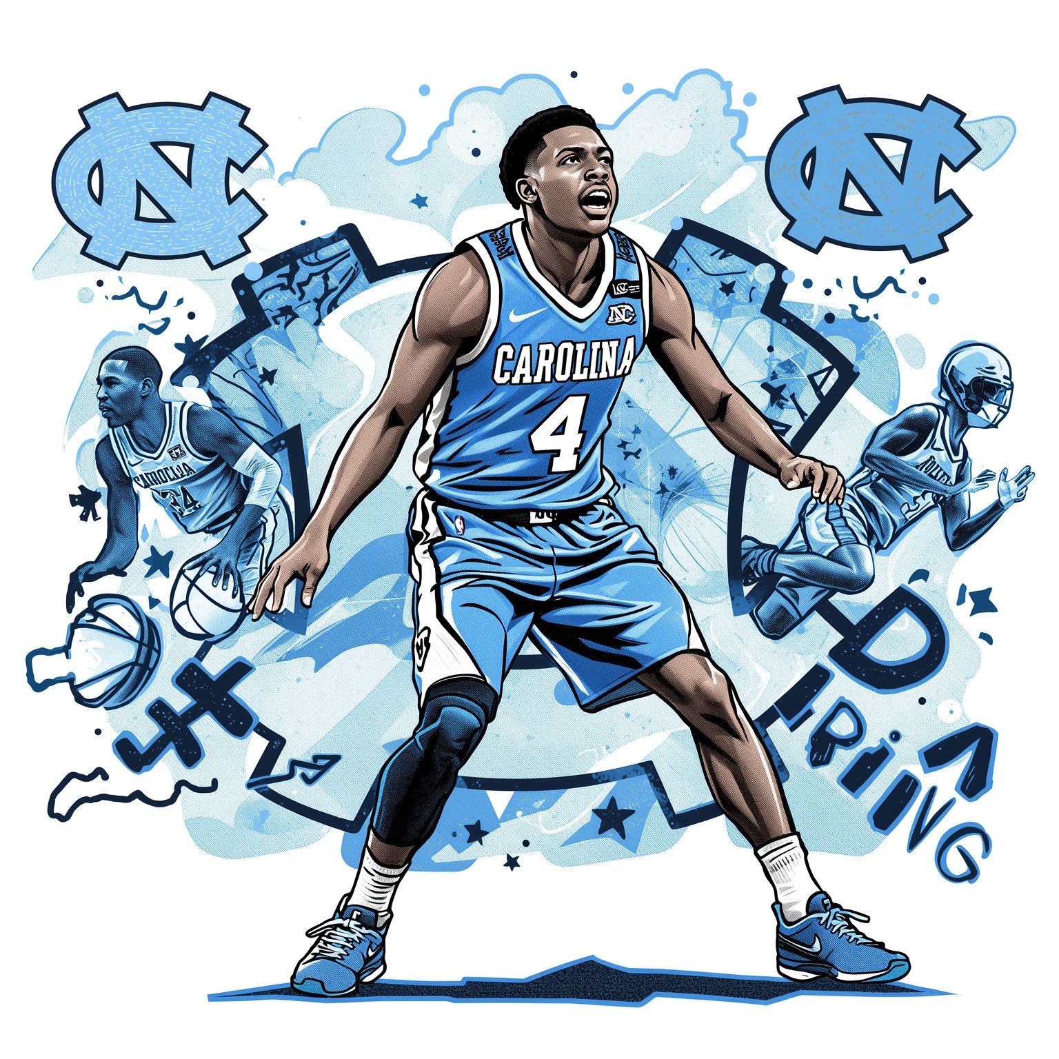 Tar Heels Shake-Up: New OC and NBA-Bound Star - painting of North Carolina Tar Heels basketball, football venue