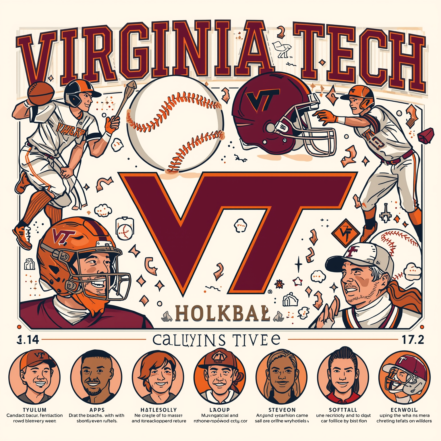 Hokies in Action: Walk-Offs, Shutouts & Draft Dreams - painting of Virginia Tech Hokies softball, baseball, football venue