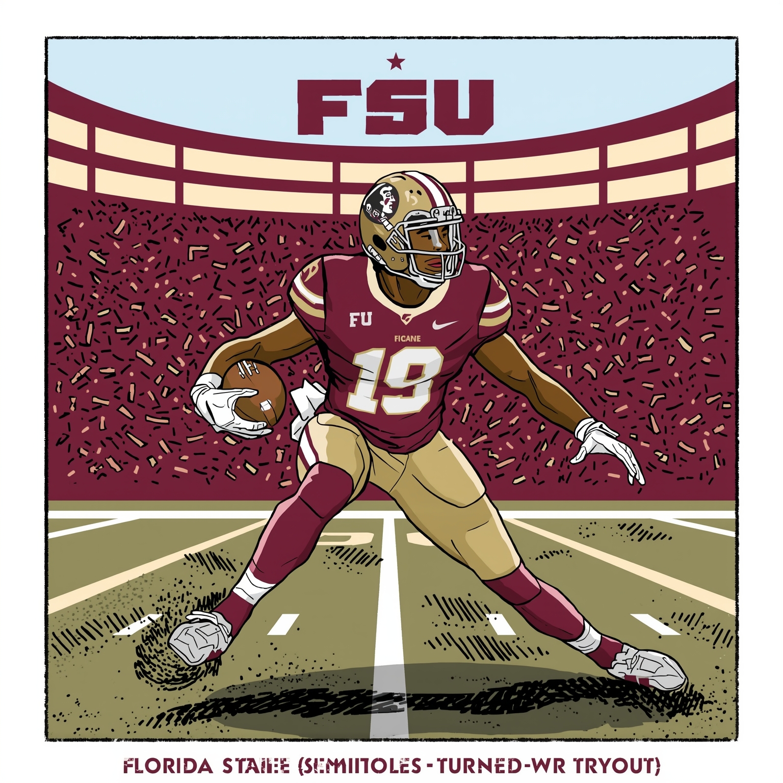 FSU Pros: UDFA Deals and QB-Turned-WR Tryout - painting of Florida State Seminoles football venue