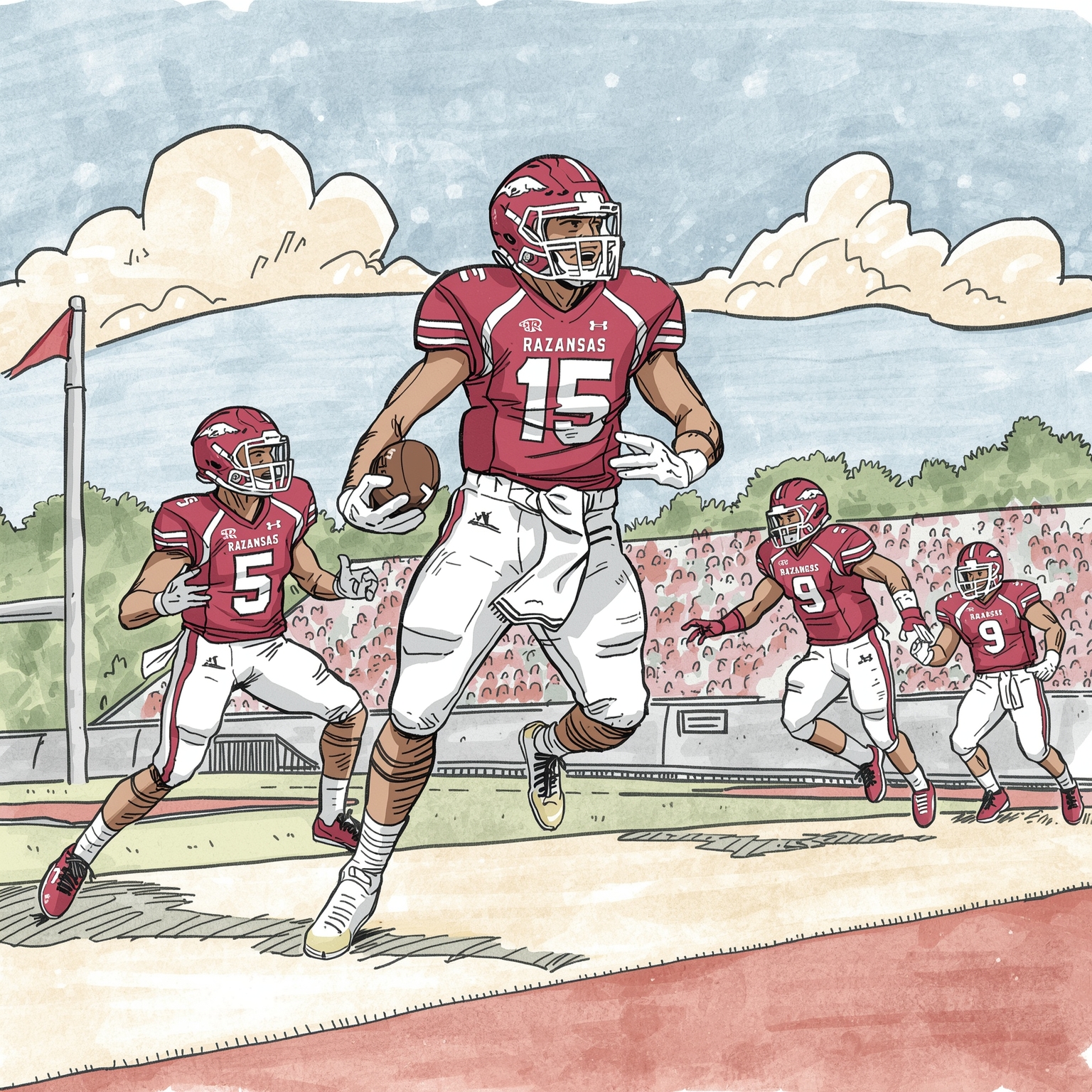 Razorbacks’ Draft Surprises & Spring Game Follies - painting of Arkansas Razorbacks football venue