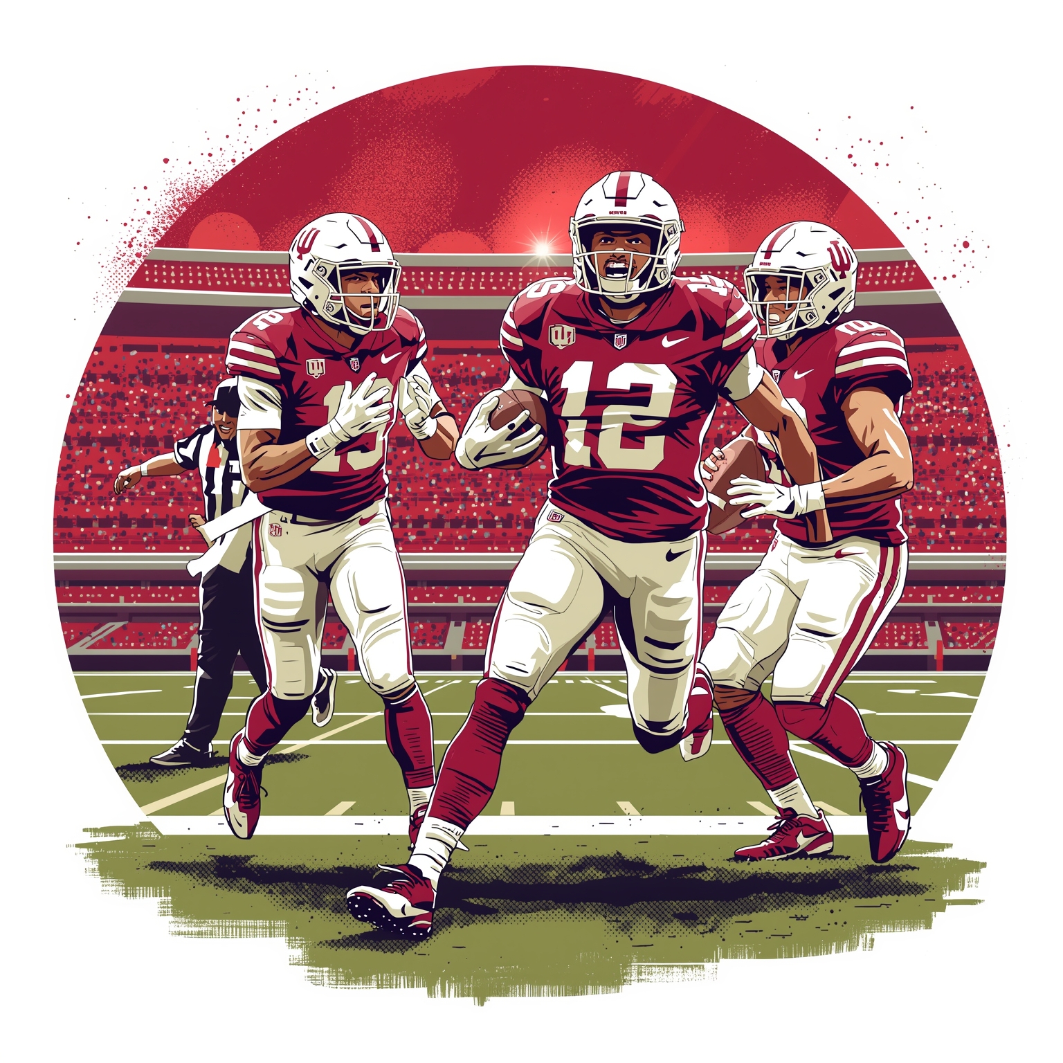 IU’s Quartet Conquers NFL Draft Finale 2026 - painting of Indiana Hoosiers football venue