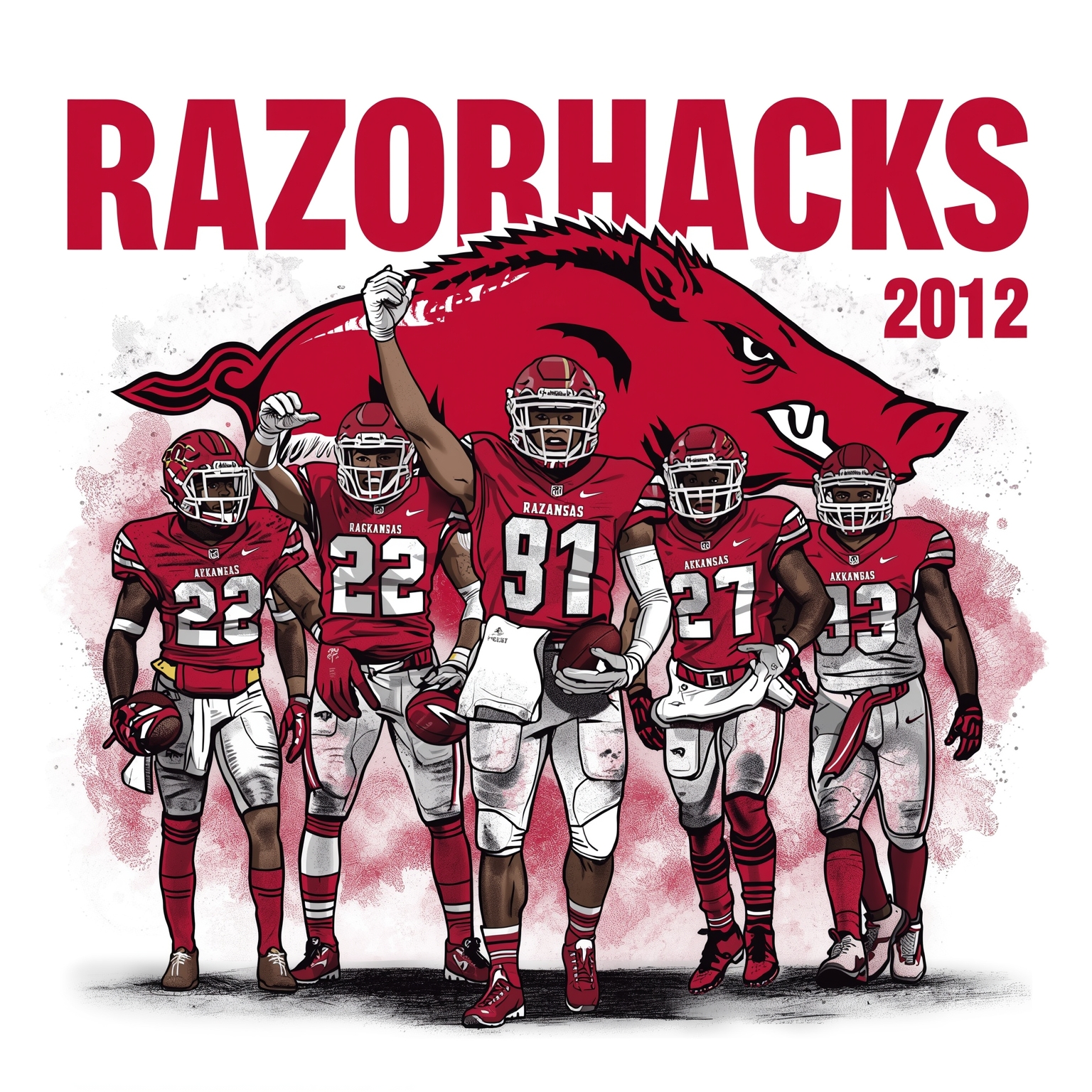 Razorbacks’ Craziest Season Yet: QBs, Recruits & a Pig - painting of Arkansas Razorbacks football,basketball venue