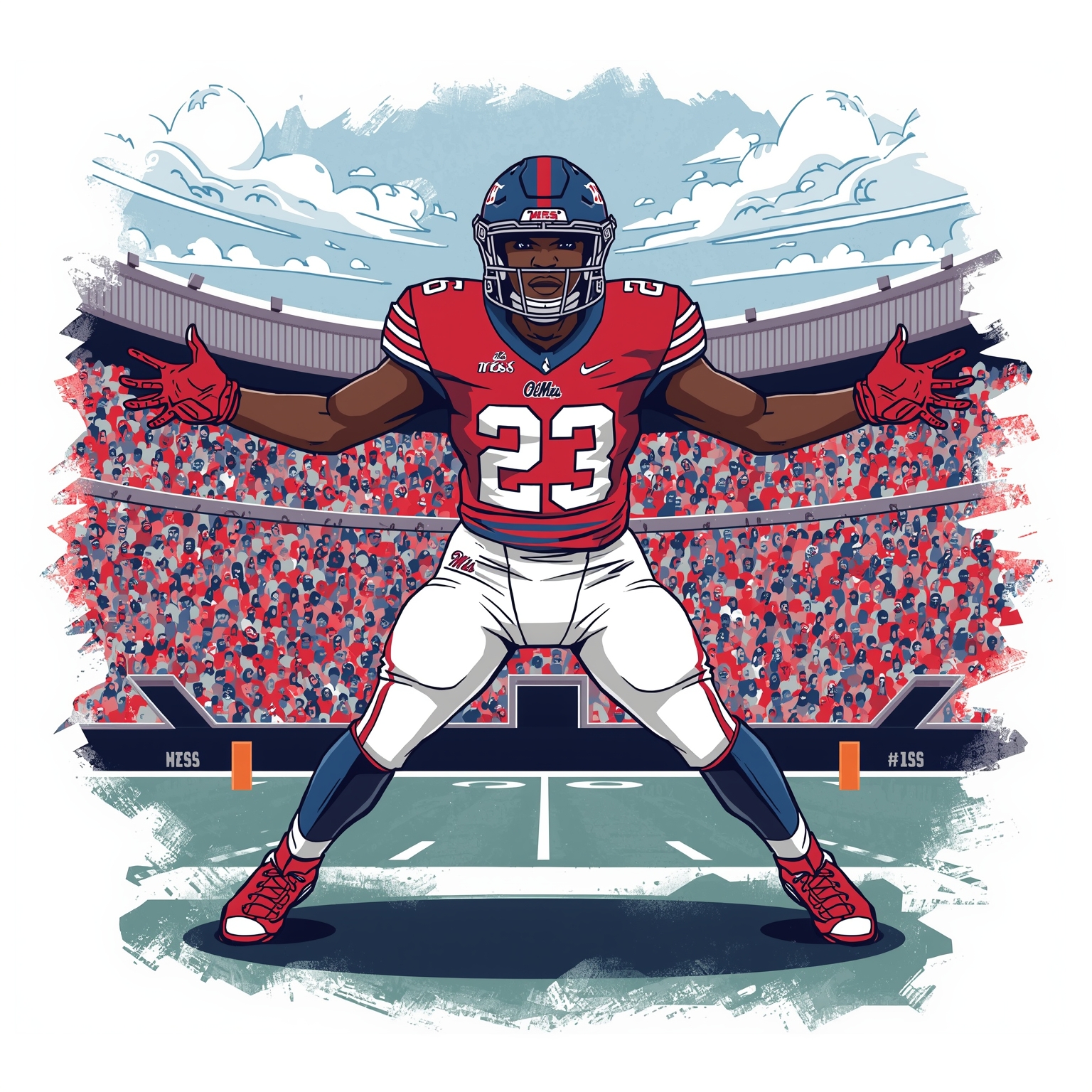 Rebels’ Recruiting Blitz: QB, EDGE & WR Head to Oxford - painting of Ole Miss Rebels football venue