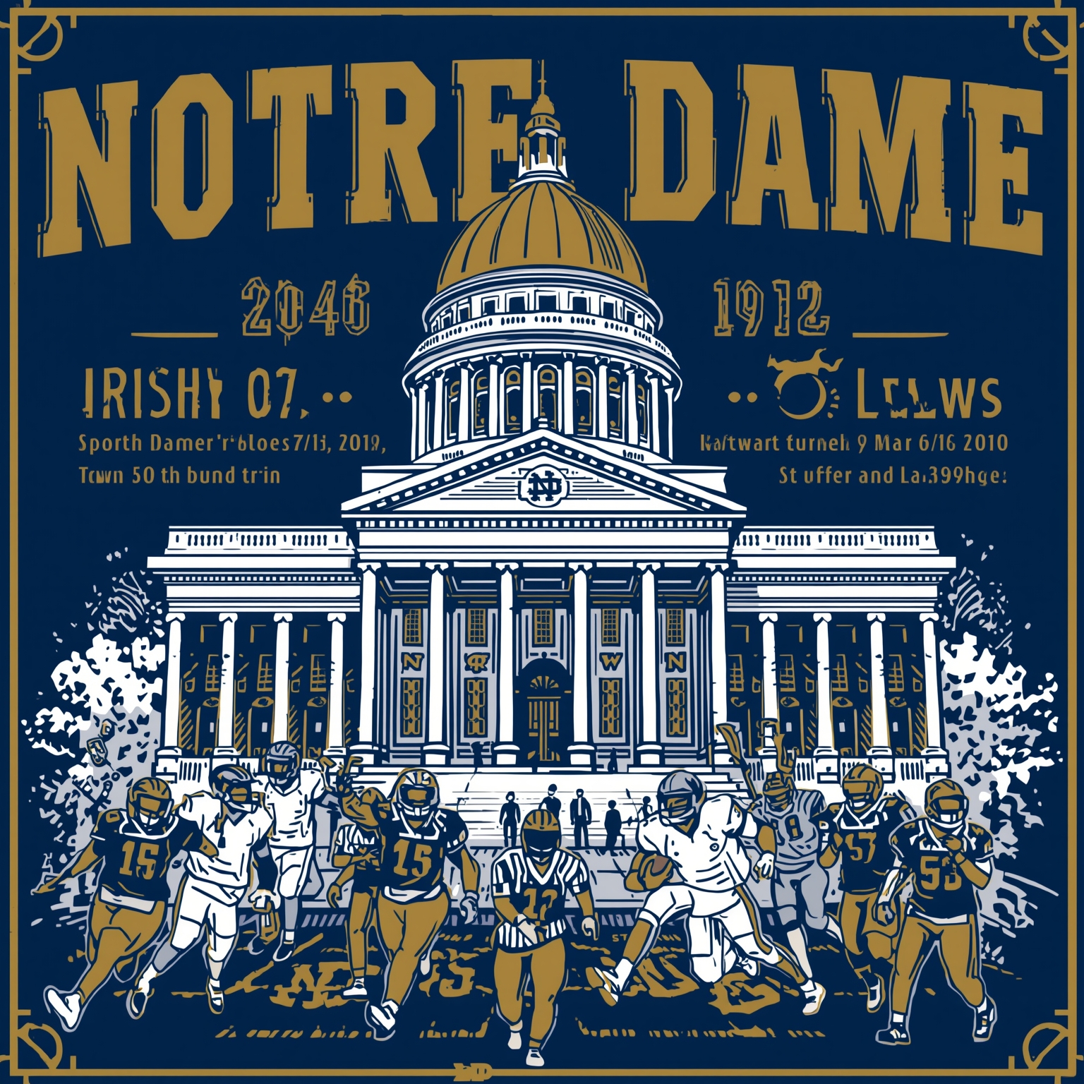 Irish Eye Dynasty: QB Offer and Lacrosse Reign - painting of Notre Dame Fighting Irish football venue