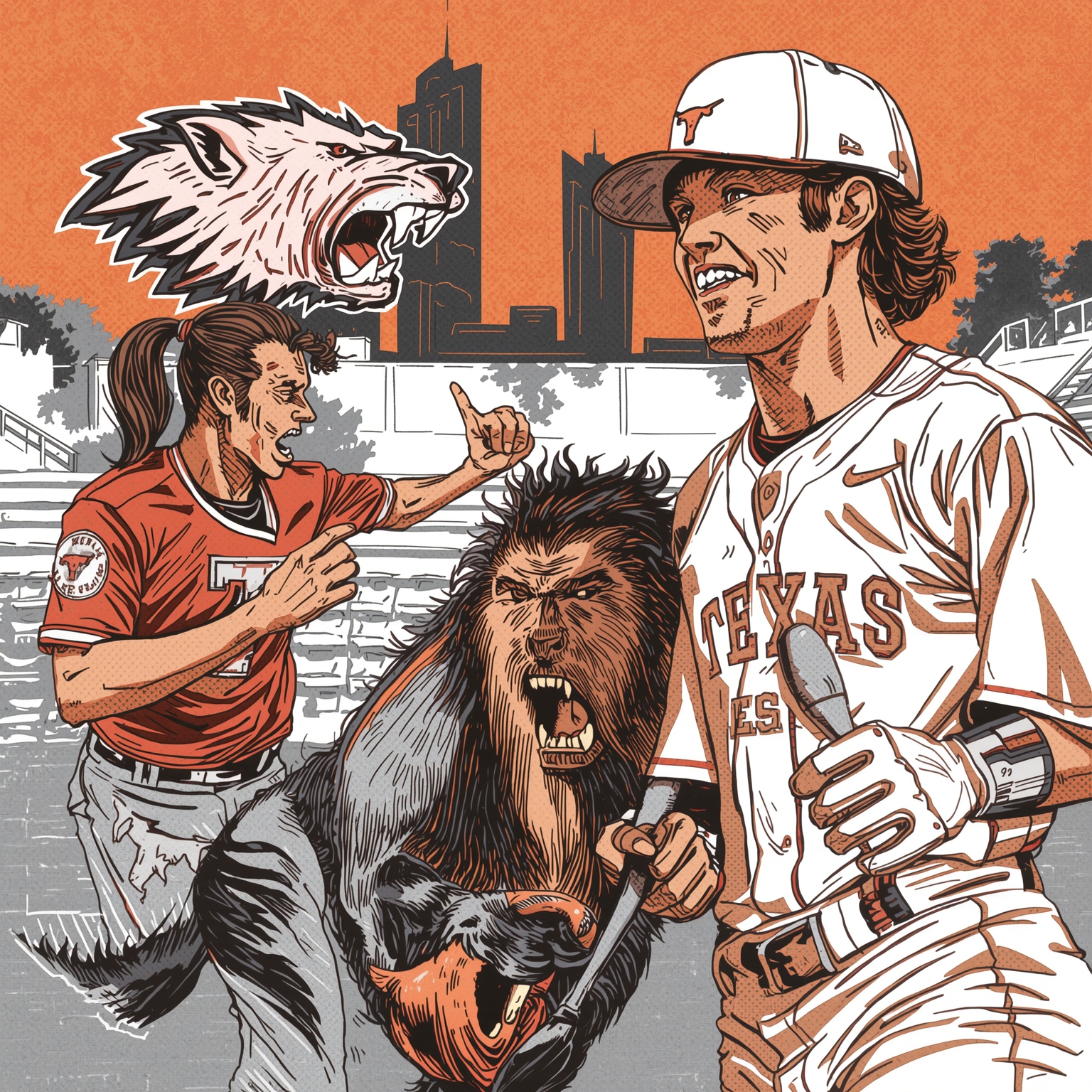 Hook ’Em Horns vs. Bearkats: Midweek Baseball Battle - painting of Texas Longhorns baseball venue