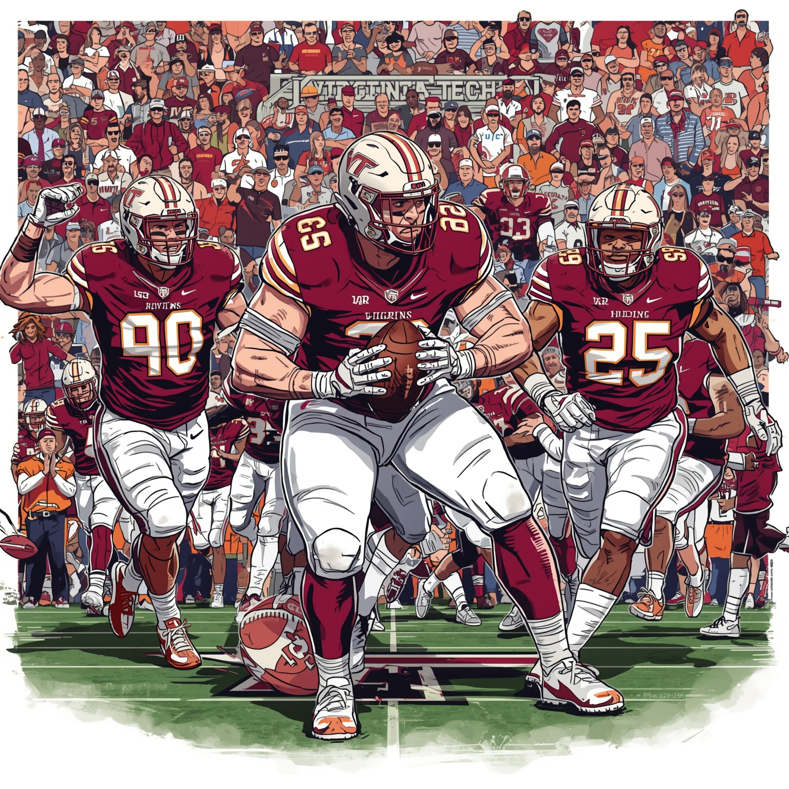 Virginia Tech’s Season Defined by Transfers, TEs, Veterans - painting of Virginia Tech Hokies football venue