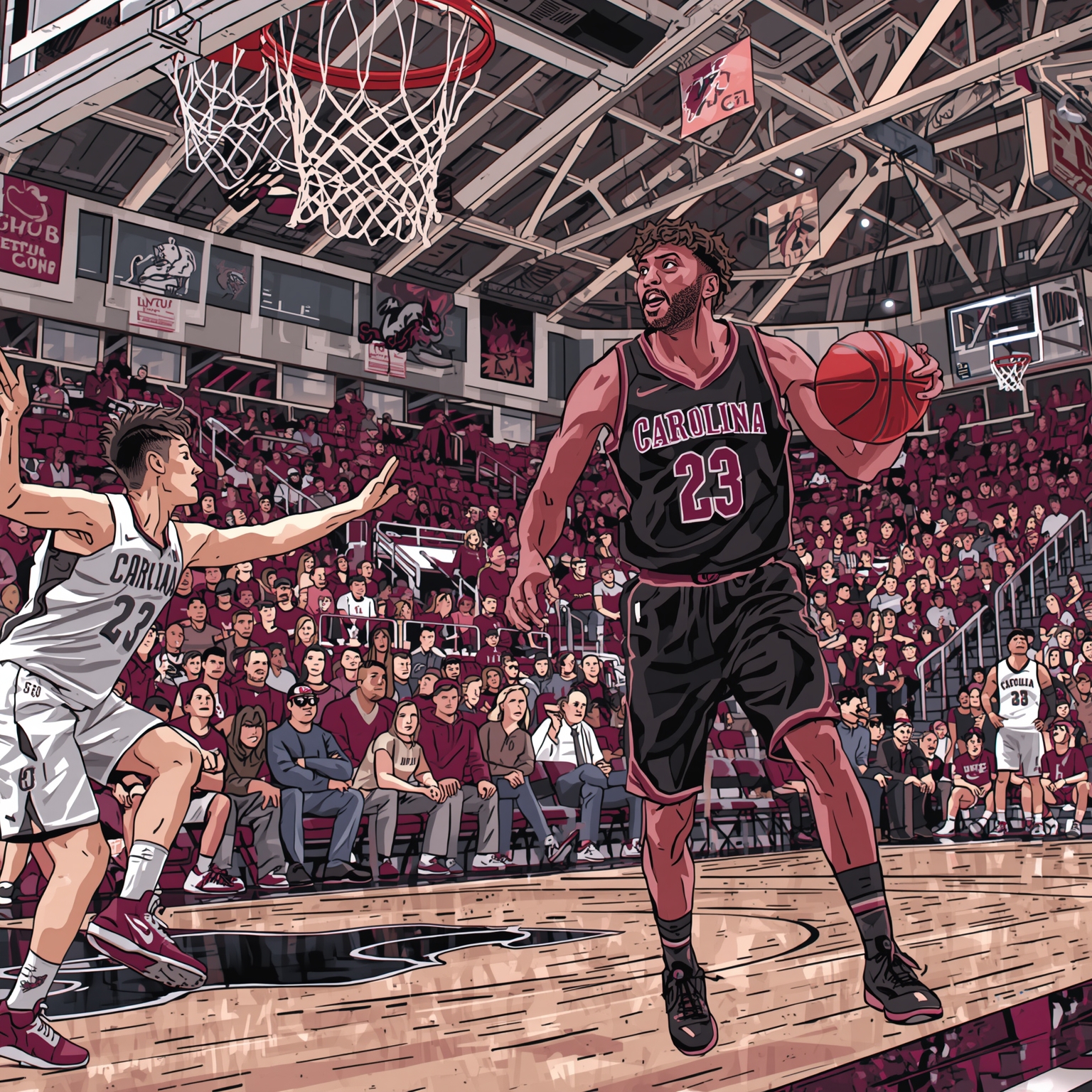 South Carolina Snags Czech Big Man Jakub Nečas - painting of South Carolina Gamecocks basketball venue