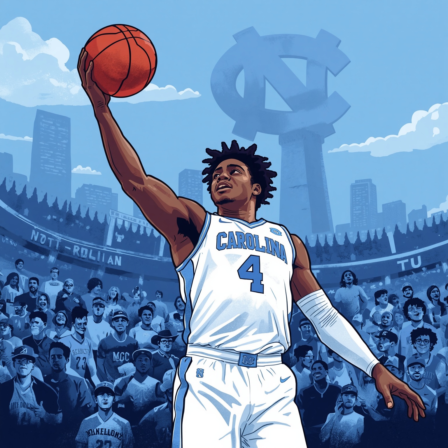 Tar Heels Tap Malian Giant, Earn A+ for Bold Move - painting of North Carolina Tar Heels basketball venue