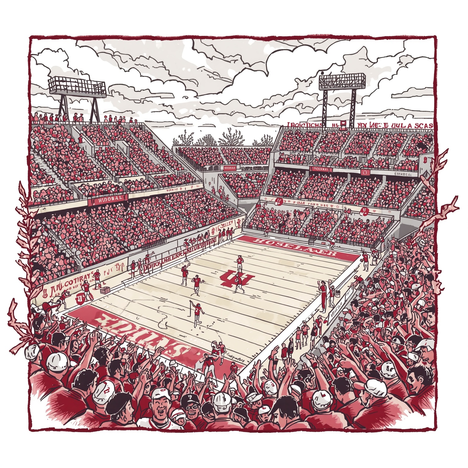 Hoosiers' High Stakes: NFL Draft Losses & Tourney Expansion - painting of Indiana Hoosiers football,basketball venue