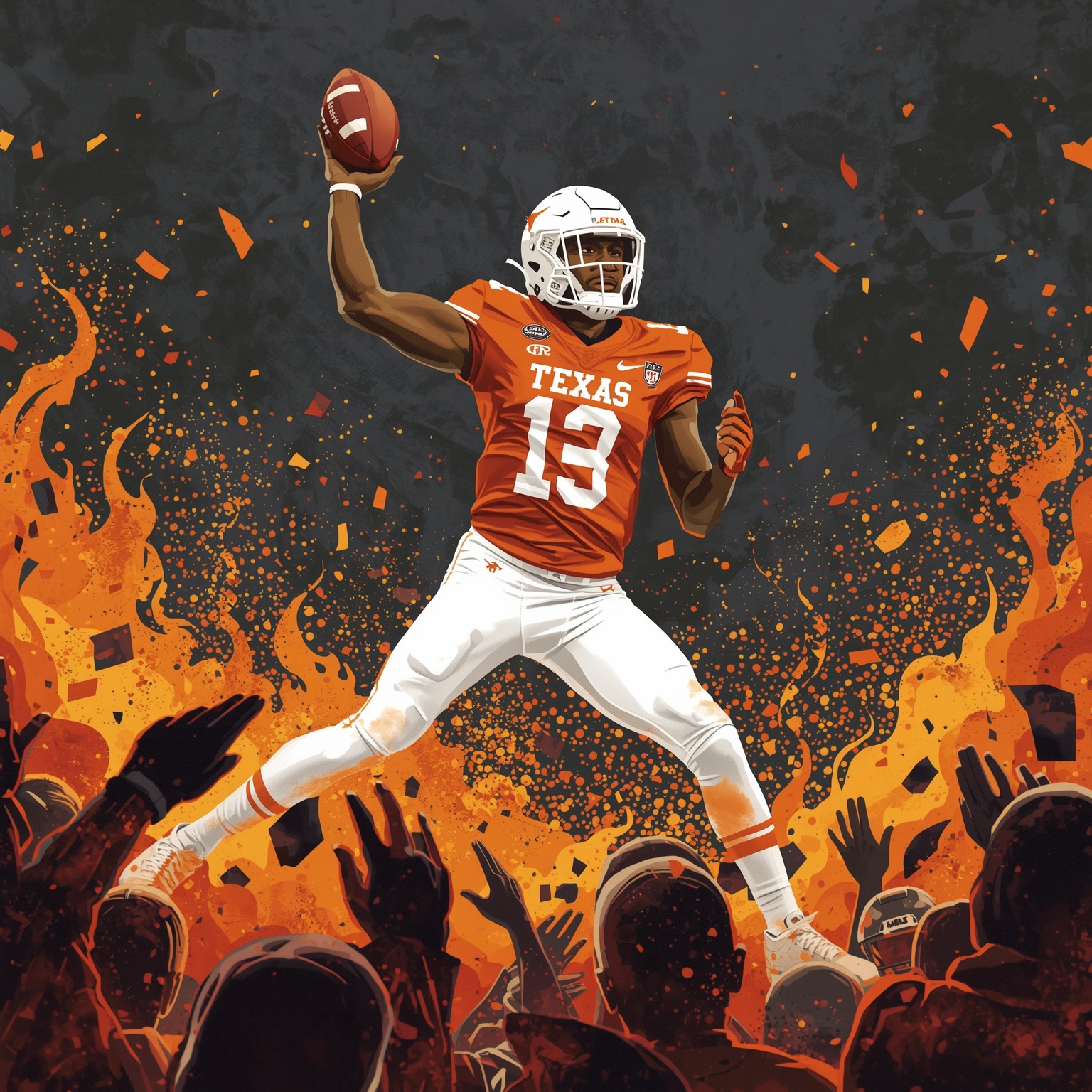 Longhorns’ Next Act: Stars Rise Amid Chaos - painting of Texas Longhorns football, baseball venue