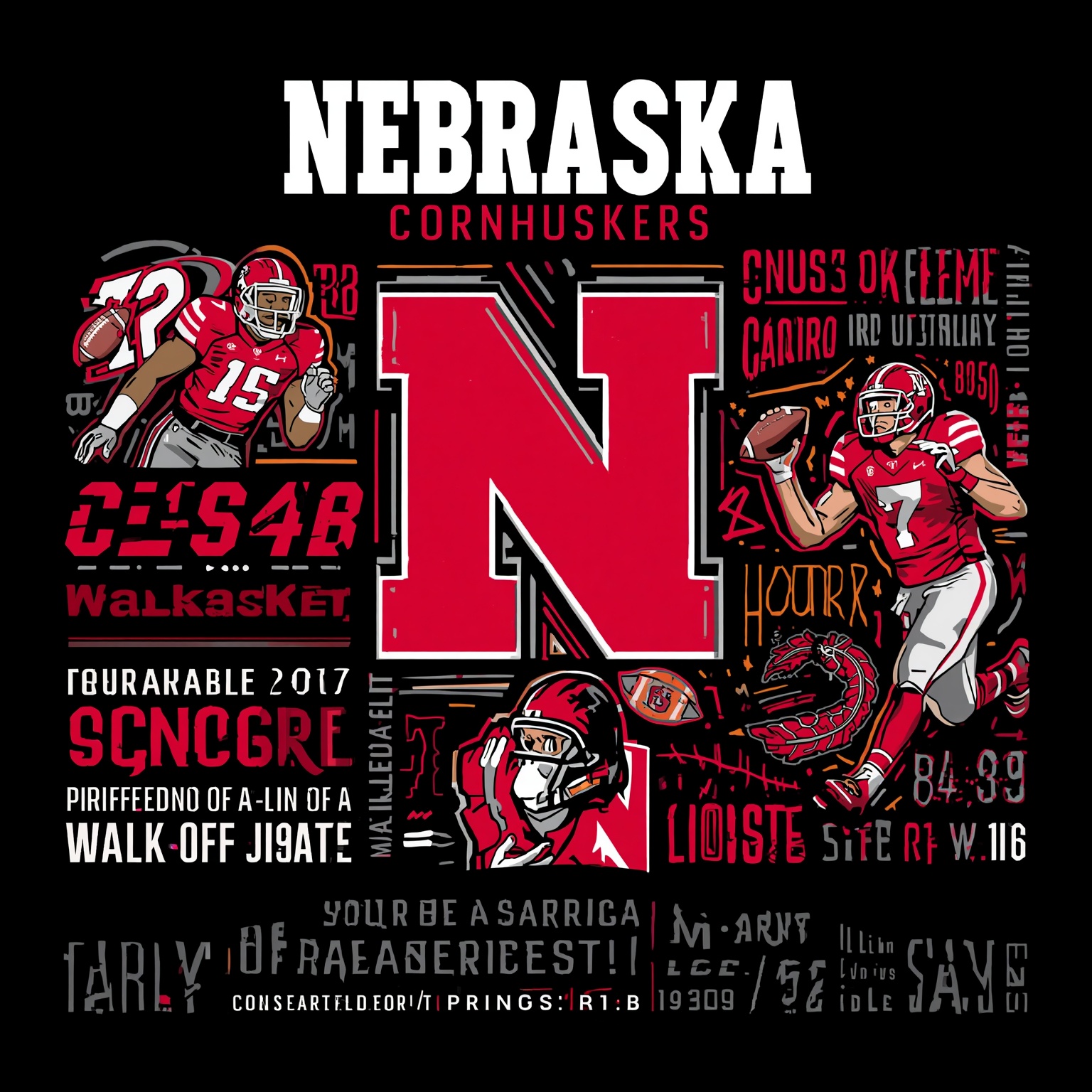 Nebraska's Walk-Off Drama and Gridiron Icon Insights - painting of Nebraska Cornhuskers baseball, football venue