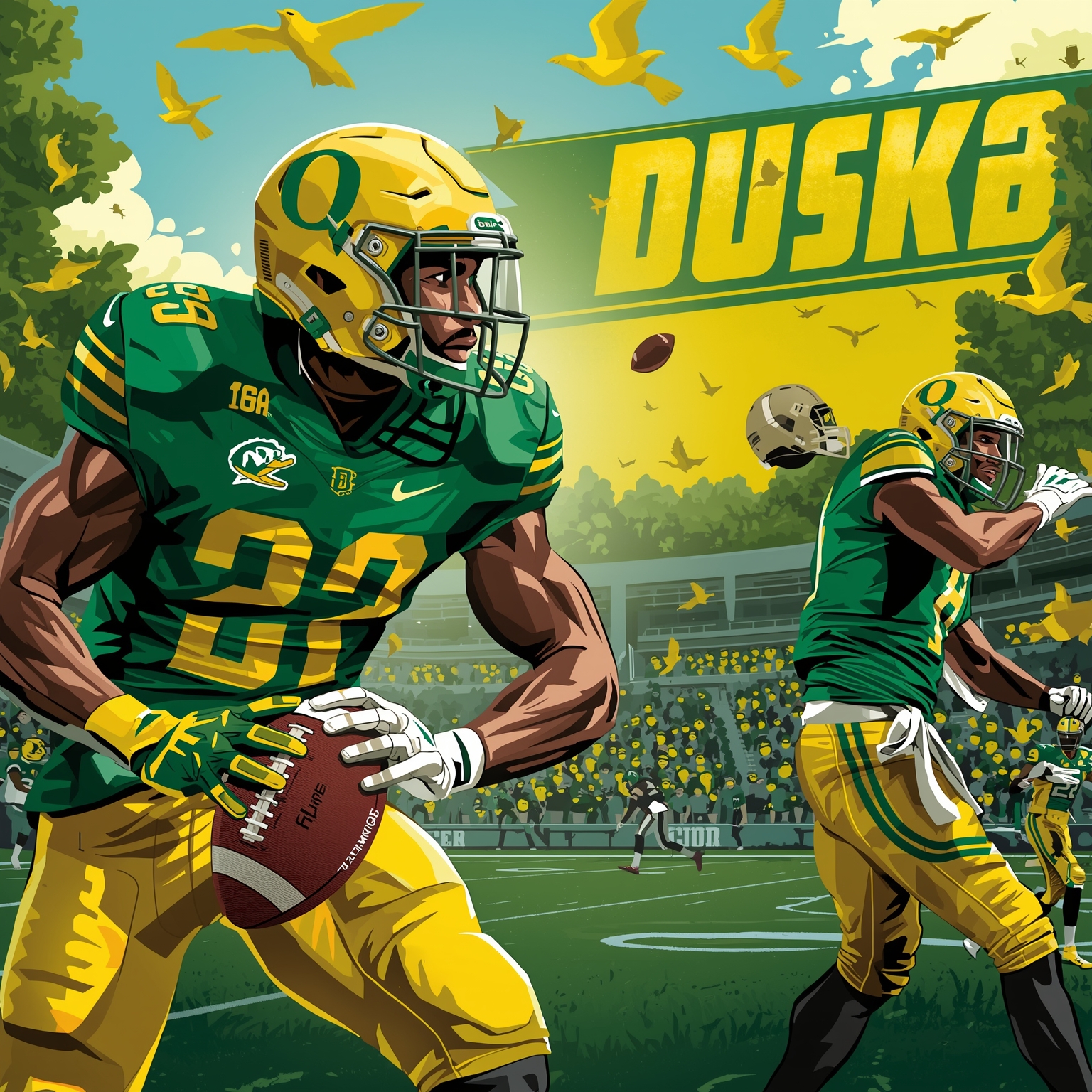 Oregon Ducks Future Stars: Draft Hype to Freshmen - painting of Oregon Ducks football venue