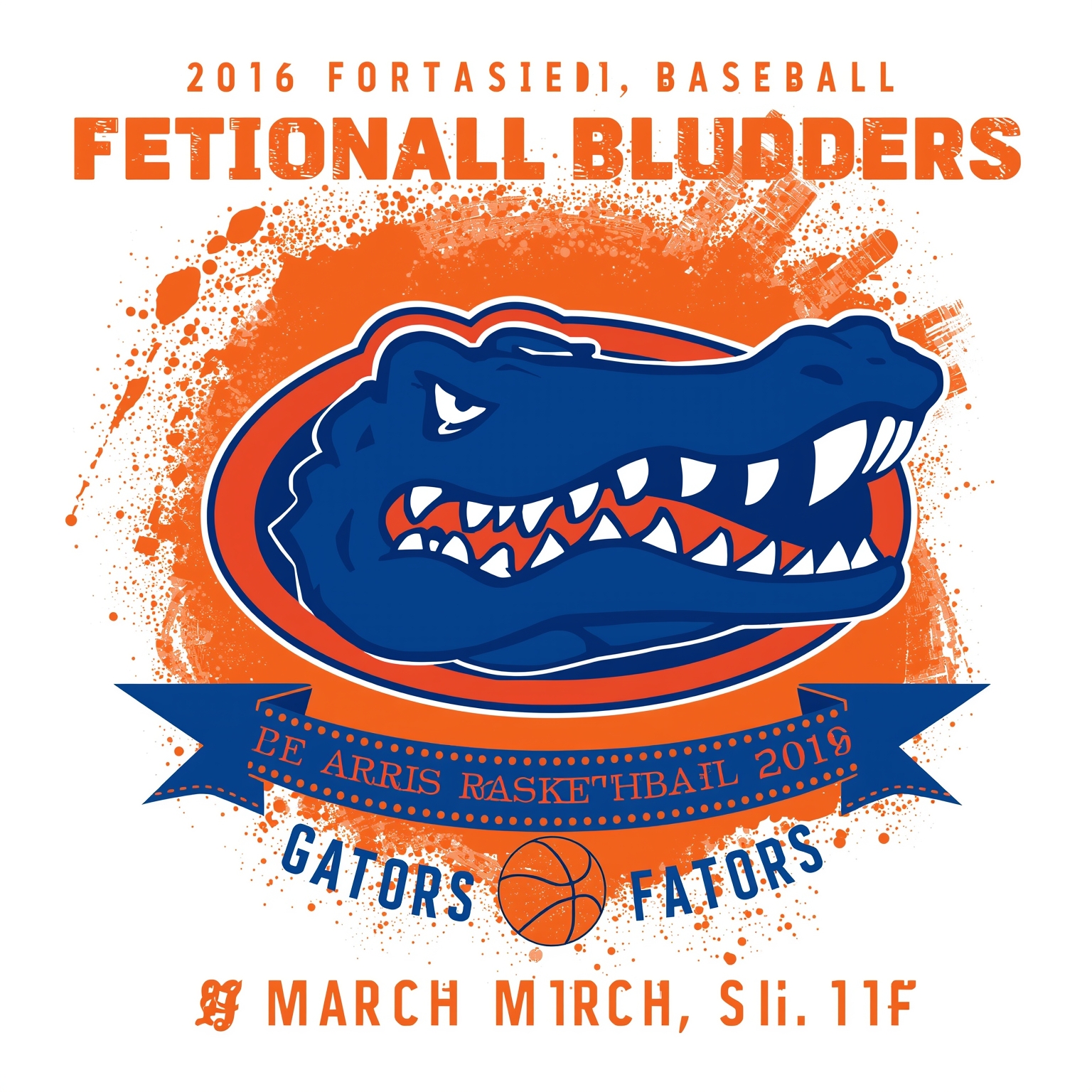 Gators' Baseball Blunders to Basketball Brilliance - painting of Florida Gators baseball, basketball venue