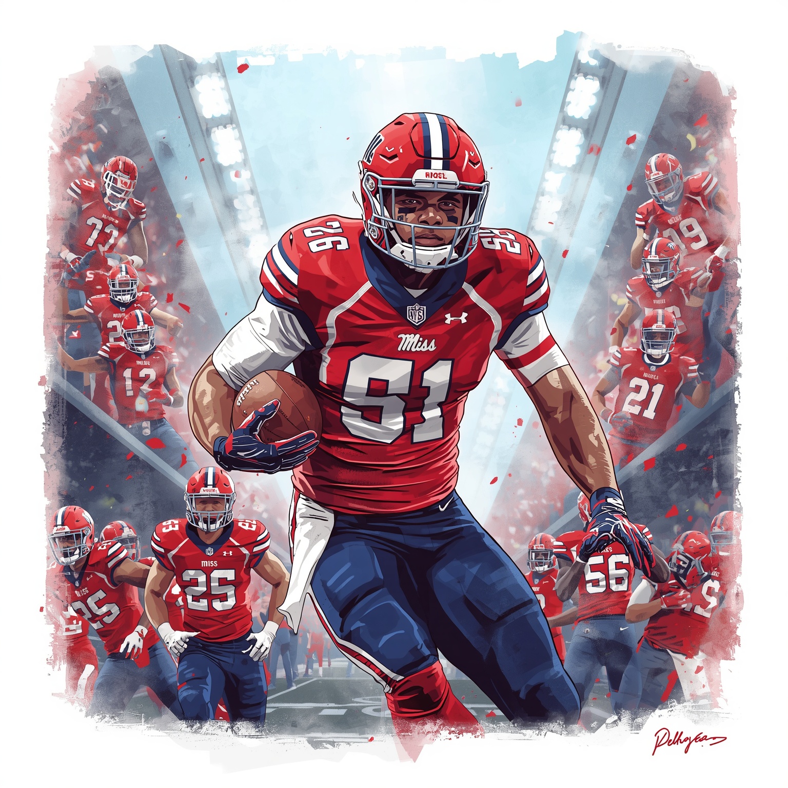 Ole Miss's New Season: Receivers, Rivals, and Loyalty Tests - painting of Ole Miss Rebels football venue