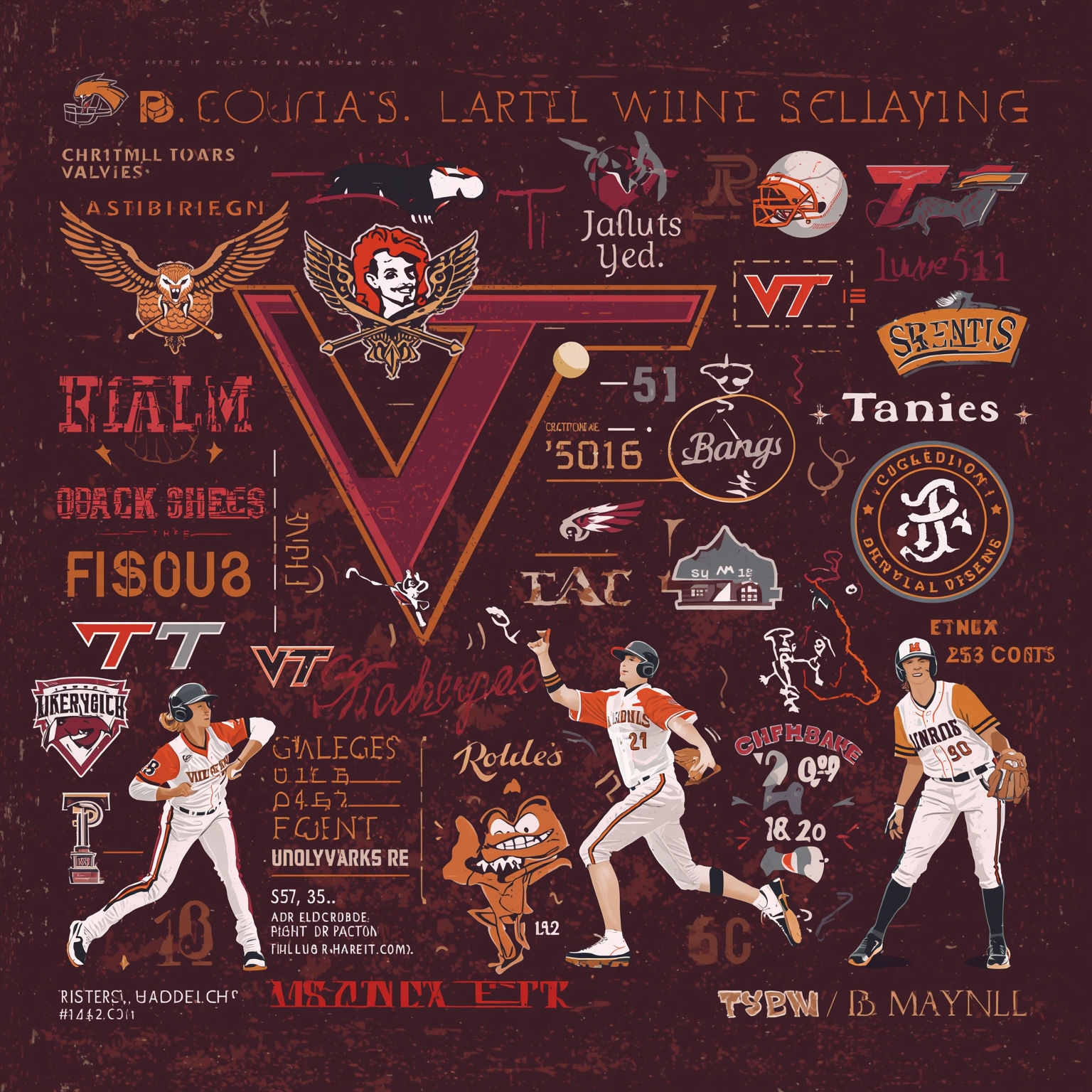 Virginia Tech: Final Softball Push & Hoops Transfer - painting of Virginia Tech Hokies softball, basketball venue